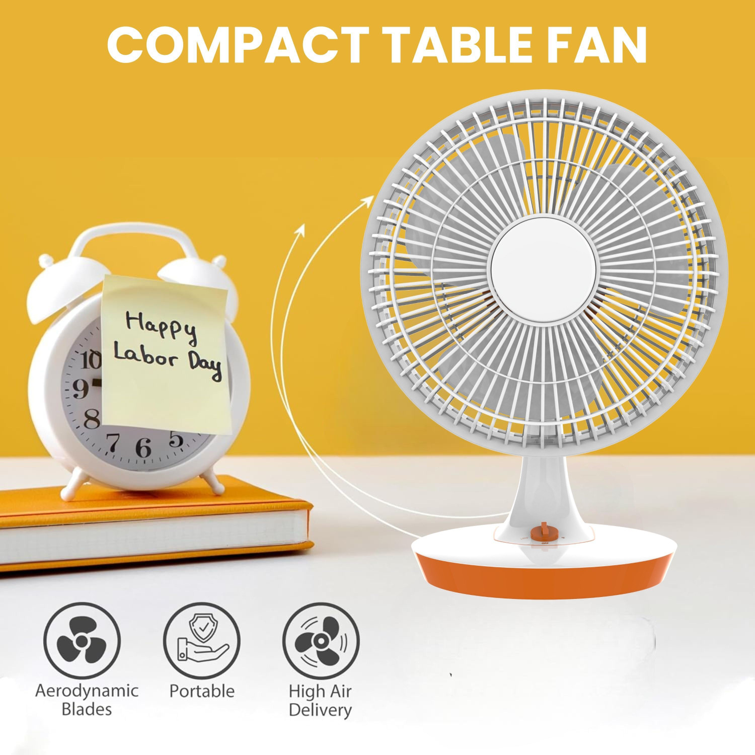 Image of PARADISEECOM 300 mm /12 inch Ultra High Speed Table Fan & Desk Fan, 3Blade For Home /OfficeV40 Silent Operation 300 mm Table Fan (5 Star | White | Pack of 1)