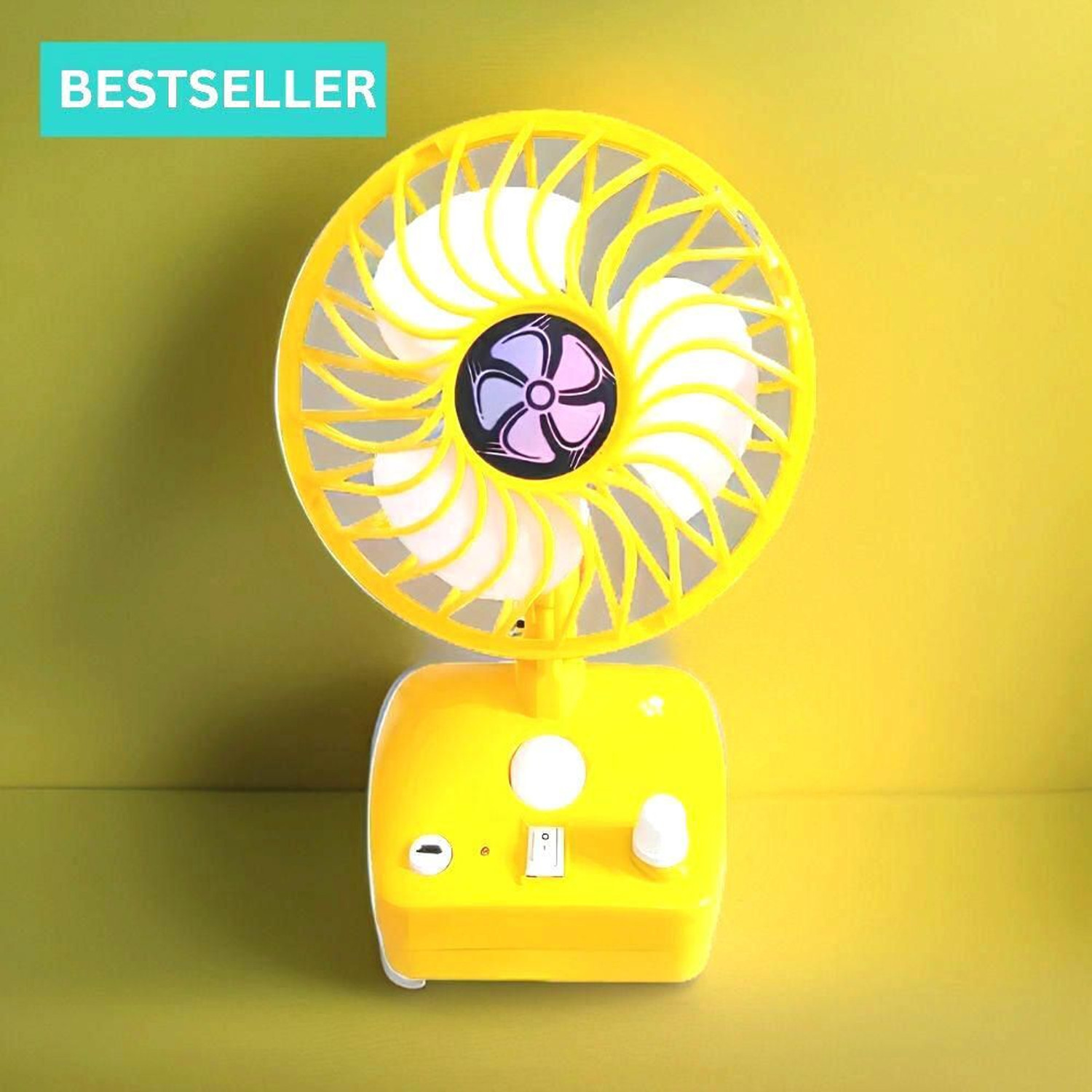 Image of Darshan High Speed Rechargeable Table Fan with LED Light For Office Desk, Home 257 Ultra High Speed 1400 mm Table Fan (5 Star | Multicolor | Pack of 1)