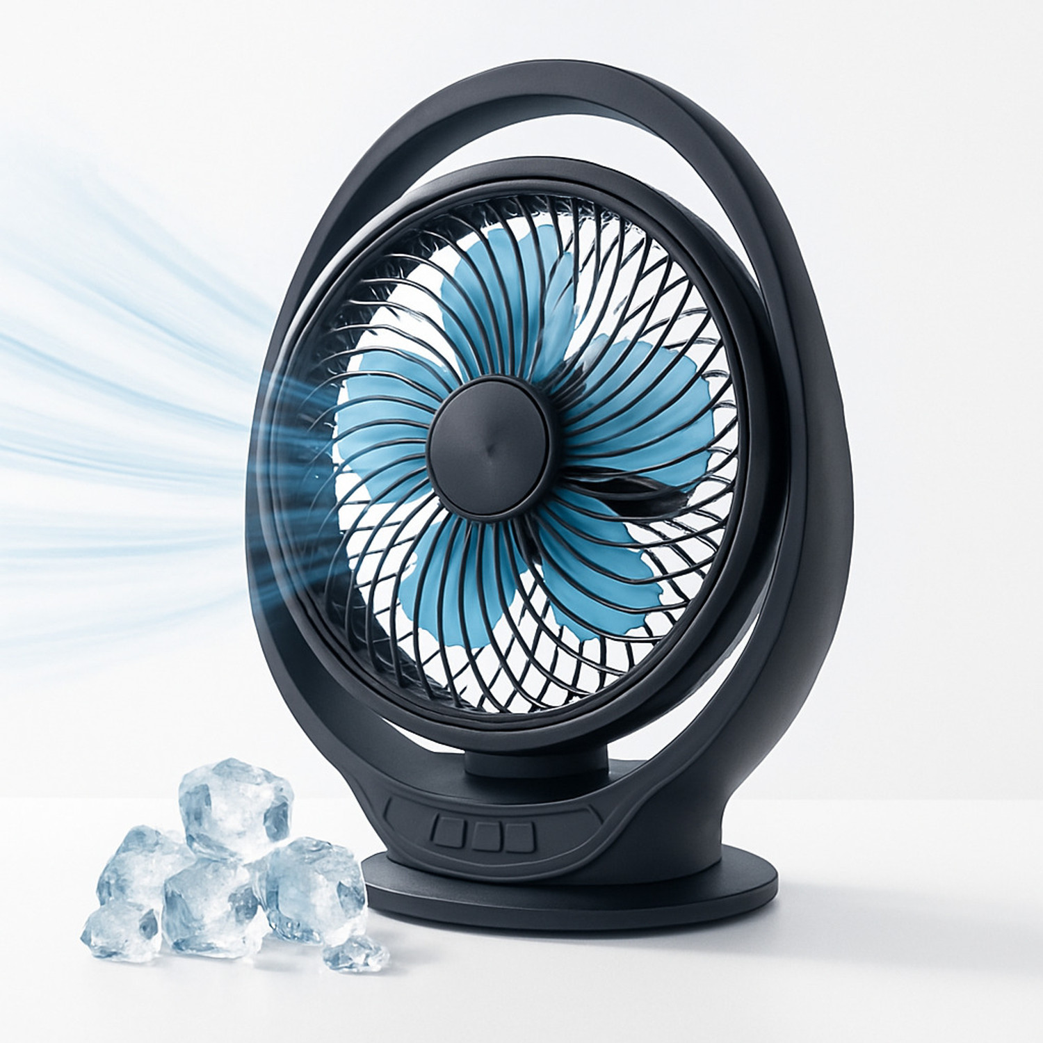 Image of SOLVEXIA USB Rechargeable Fan with Powerful LED Light Portable Desk Fan Personal Mini Fan Remote Controlled Table Fan (Multicolor | Pack of 1)