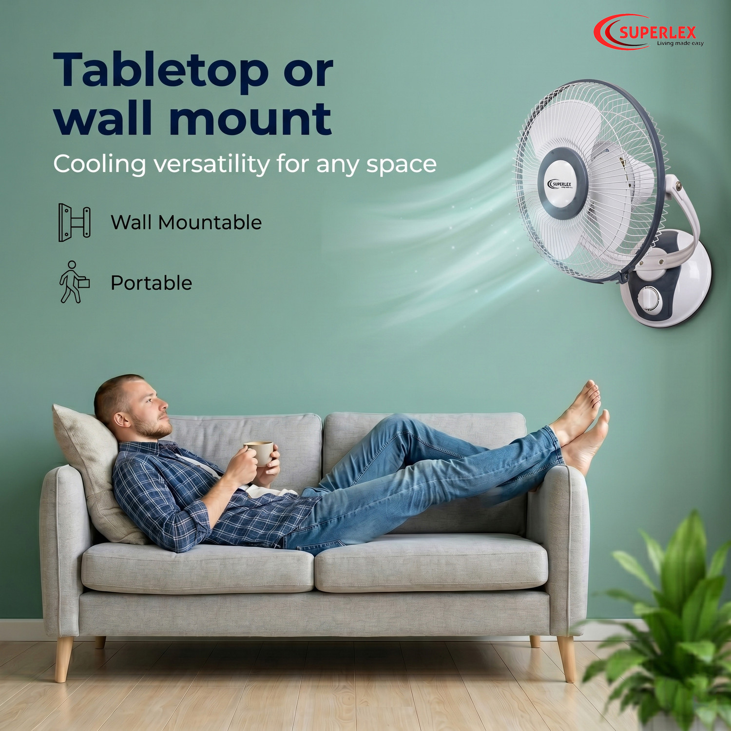 Image of SUPERLEX Bolt 12 Inch with 1 Year Warranty Ultra High Speed 300 mm Table Fan (Grey | Pack of 1)