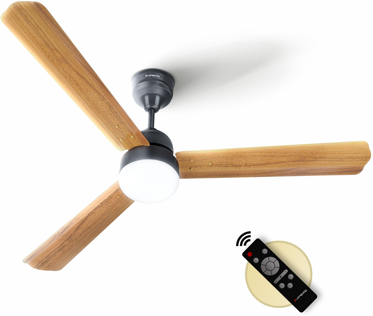 Image of Longway Glideon with 5 Year Warranty BLDC Motor with Remote 1200 mm Ceiling Fan (5 Star | White | Pack of 1)