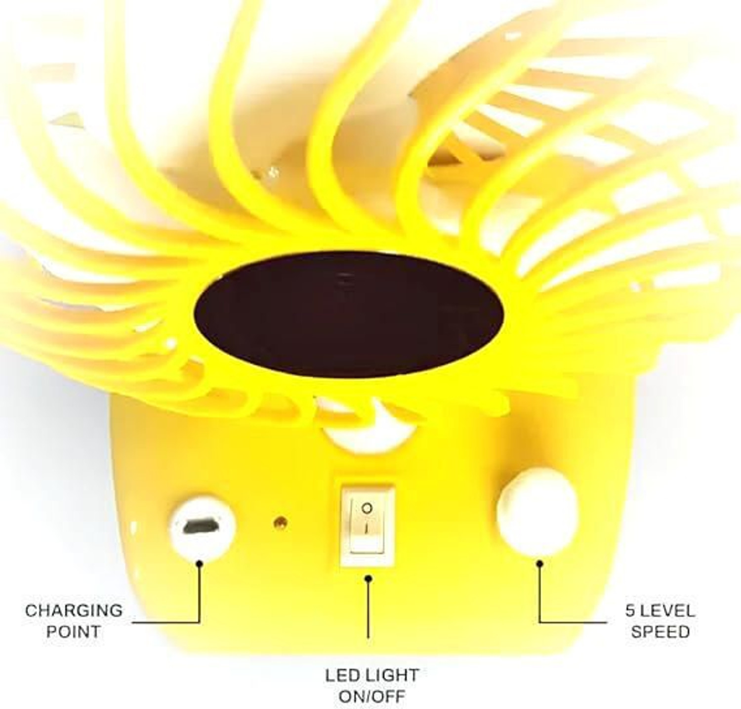Image of PARADISEECOM M103 Cool Fan:7 Speed,LED Light,USB Rechargeable,very silent|Stay Chill Anywhere with 1 Year Warranty Table Fan (Multicolor | Pack of 1)