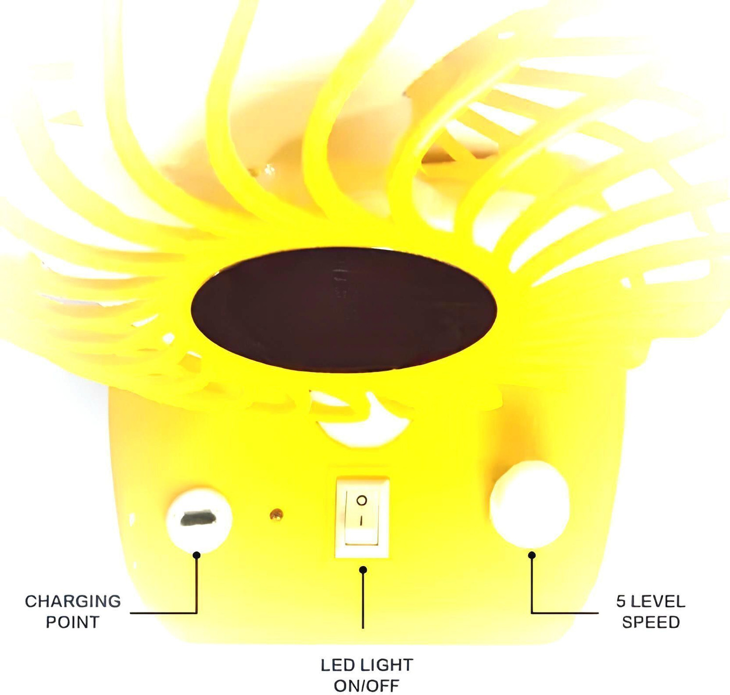 Image of Radhe High Speed Rechargeable Table Fan with LED Light For Office Desk, Home 268 Ultra High Speed 1400 mm Table Fan (5 Star | Multicolor | Pack of 1)