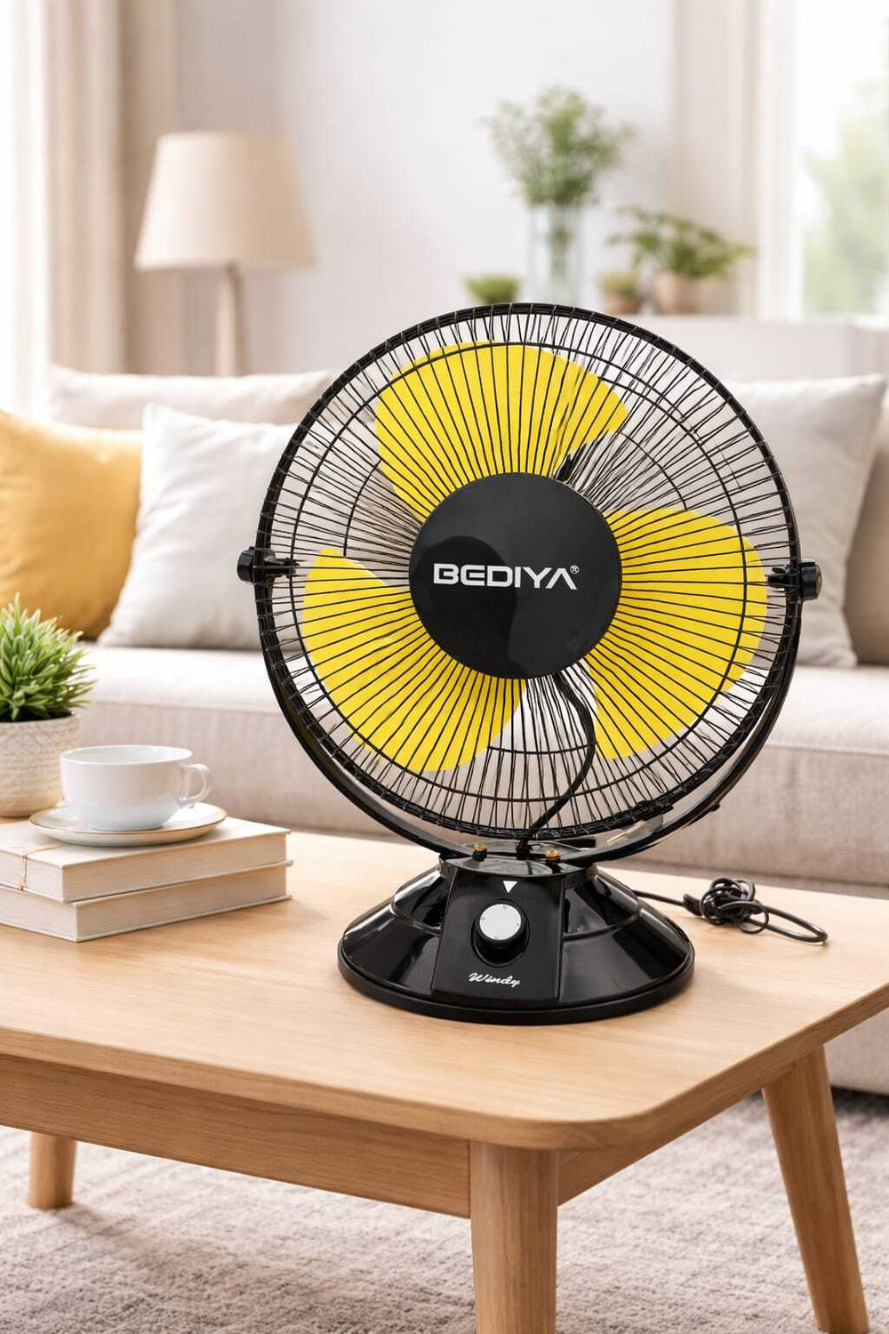 Image of Bediya Windy-12 with 2 Year Warranty 300 mm Table Fan (Yellow, Black | Pack of 1)
