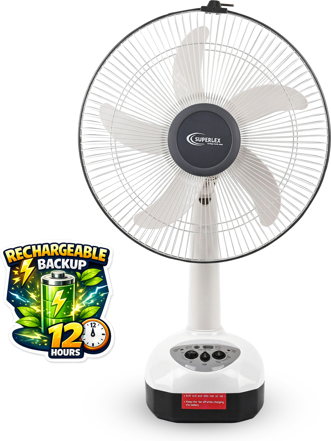 Image of SUPERLEX Bolt 12 Inch with 1 Year Warranty Ultra High Speed 300 mm Table Fan (Grey | Pack of 1)