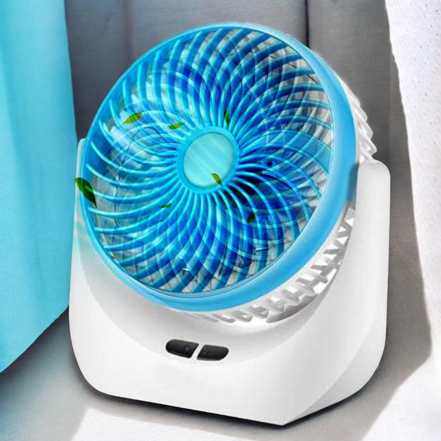 Image of Gatushop High Speed Rechargeable Table Fan with LED Light For Office Desk, Home 292 Ultra High Speed 1400 mm Table Fan (5 Star | Multicolor | Pack of 1)