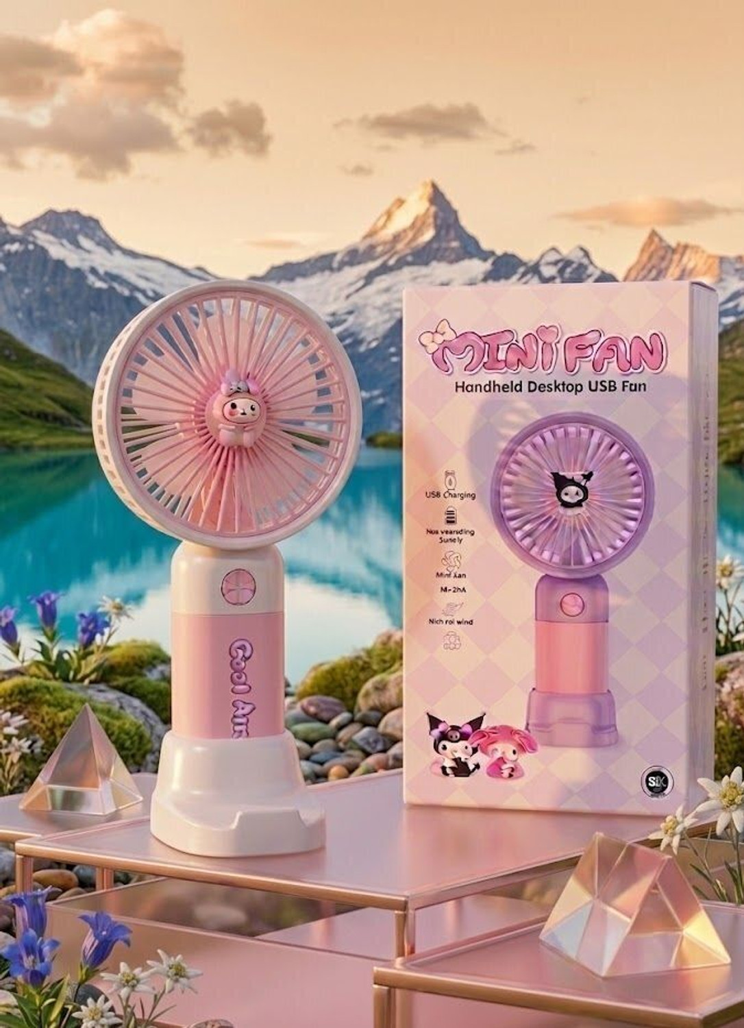 Image of YAKUNOX Small Mini Fan USB Rechargeable Portable Cooling Fan Random Colour Anti Dust 90 mm Table Fan (Multicolor | Pack of 1)