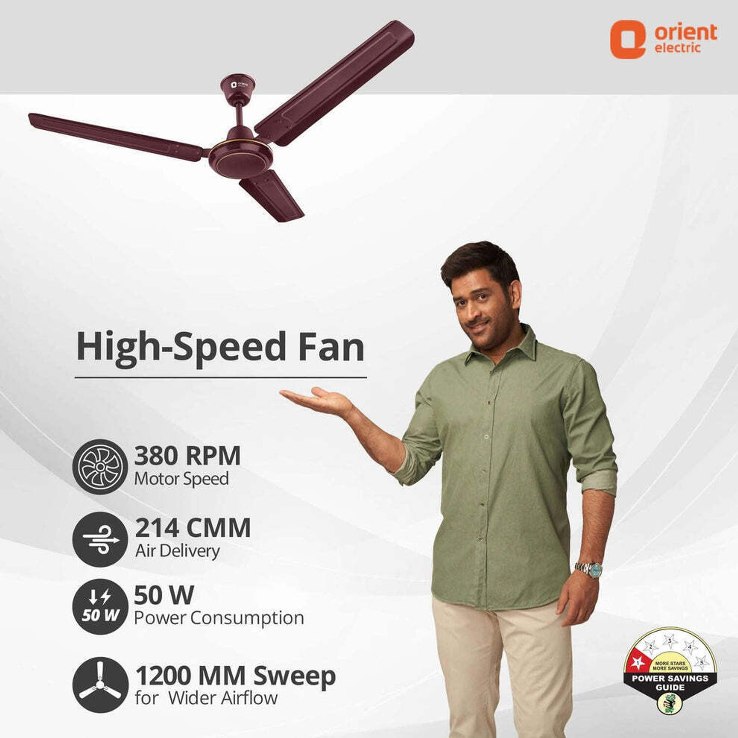 Image of Orient Electric Rapid Air 1200MM with 2 Year Warranty 1200 mm Ceiling Fan (1 Star | Brown | Pack of 2)