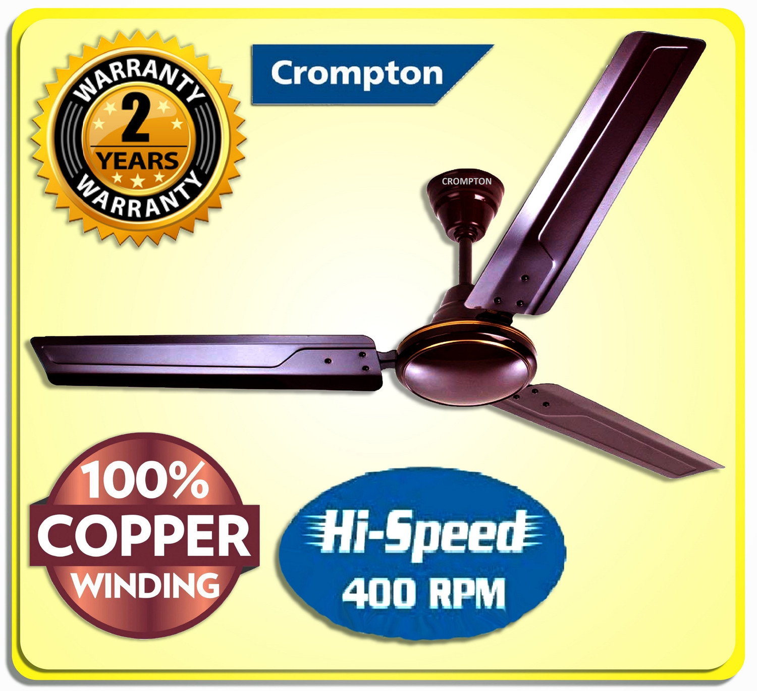 Image of Crompton Surebreeze HIGH SPEED PLUS 400 rpm Energy Efficient 43 watts 100% Copper46 with 24 Months Warranty Energy Saving 1200 mm Ceiling Fan (1 Star | Pearl White ULTRA HIGH SPEED 400 RPM 100% Copper ENERGY SAVER 46 | Pack of 1)