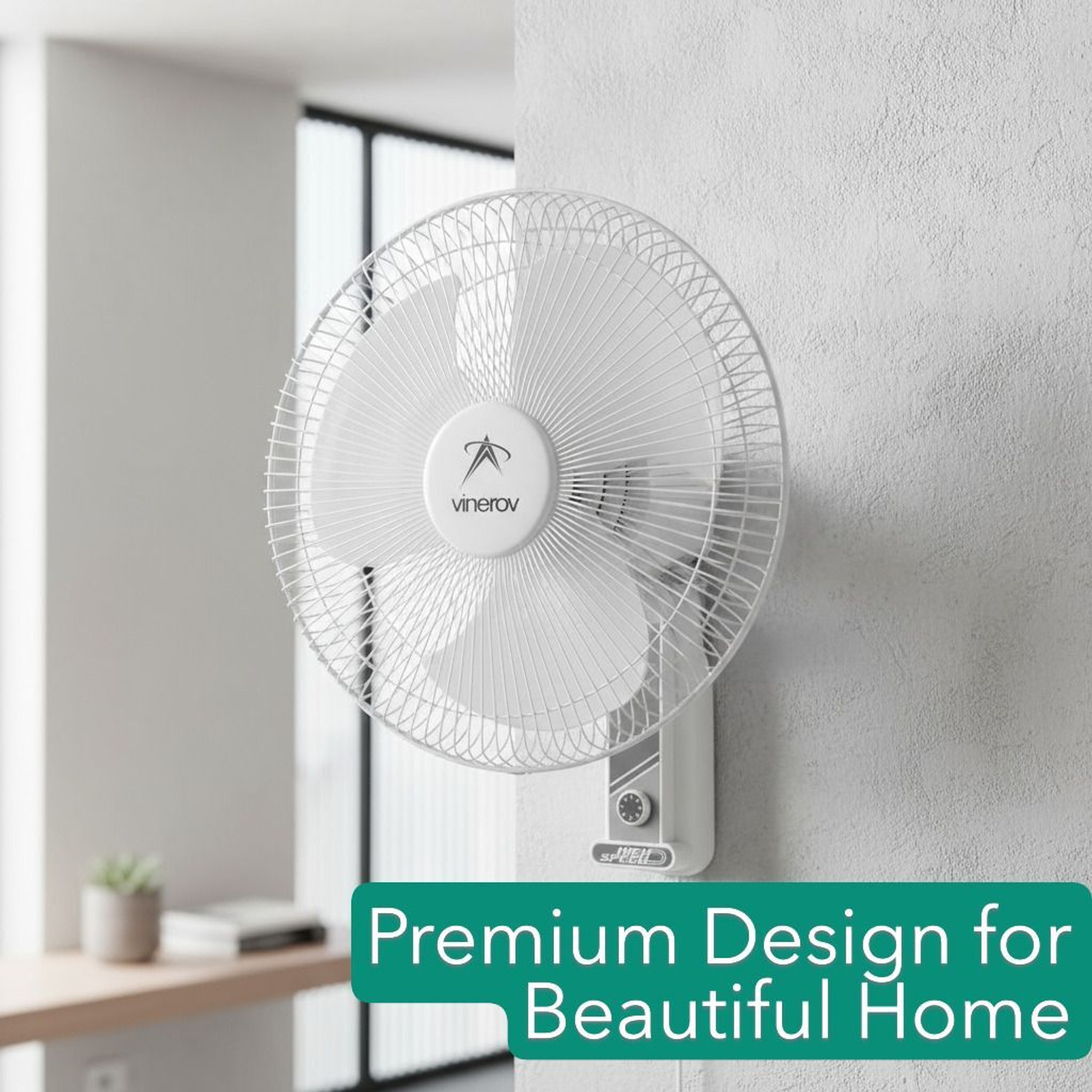 Image of Vinerov Turbo HS | 2000+ RPM | 90 Oscillation | Double Rope | Home, Office & Outdoor with 1 Year Warranty 400 mm Wall Fan (White | Pack of 1)