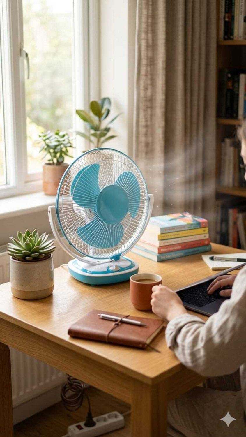 Image of Windar Mini Ac Cooler for Room Cooling 300mm(12Inch.) Electric Table Fan For HomeXE408 Silent Operation 300 mm Table Fan (5 Star | White | Pack of 1)