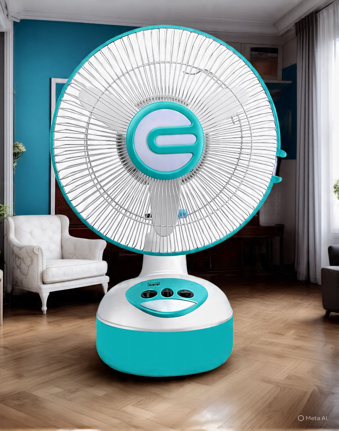 Image of SUPERLITE FAN 14 inch Rechargeable with 1 Year Warranty Ultra High Speed 300 mm Table Fan (4 Star | BLUE | Pack of 1)