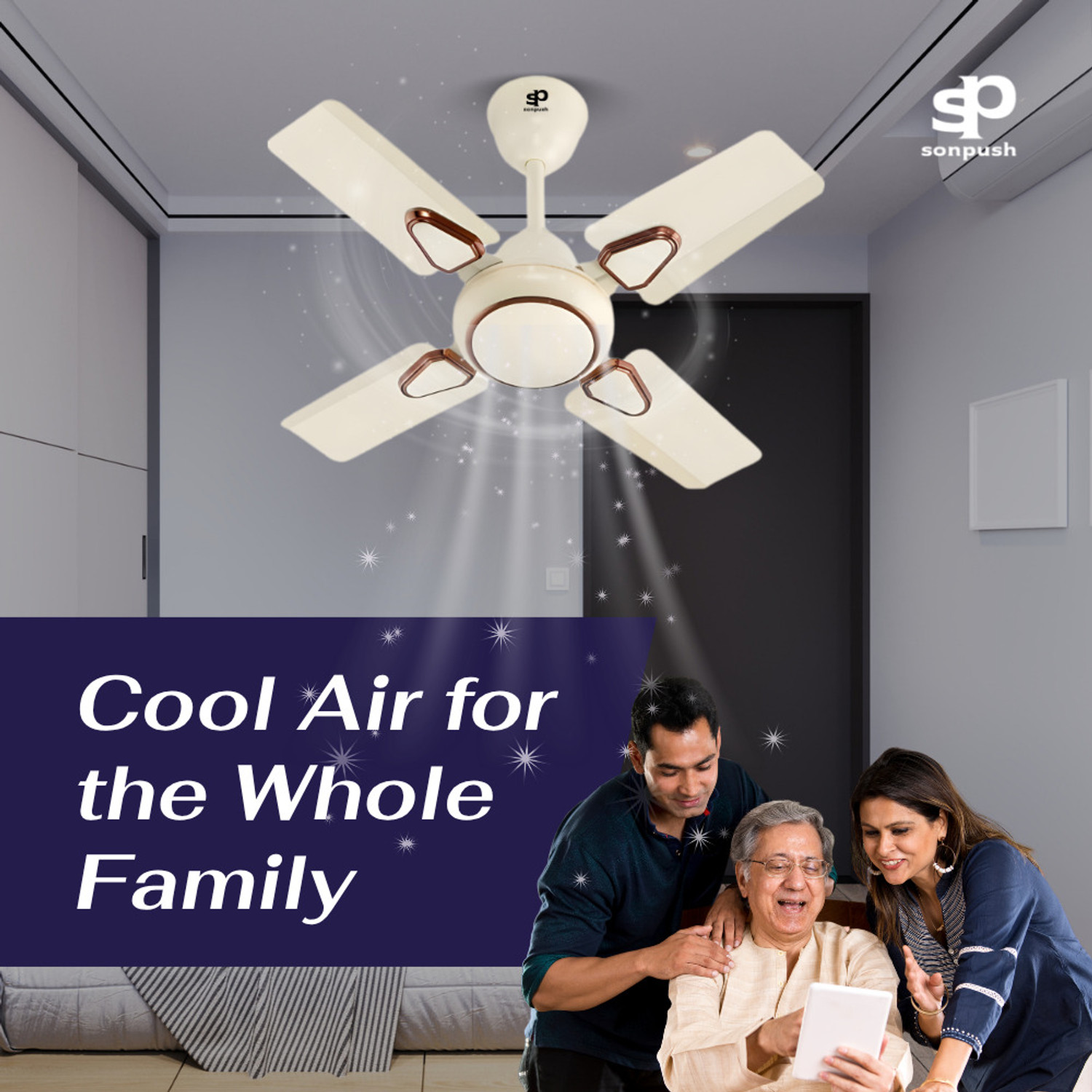 Image of GATUSHOPS 19306 High Air Delivery 90 mm Ceiling Fan (1 Star | Multicolor | Pack of 1)