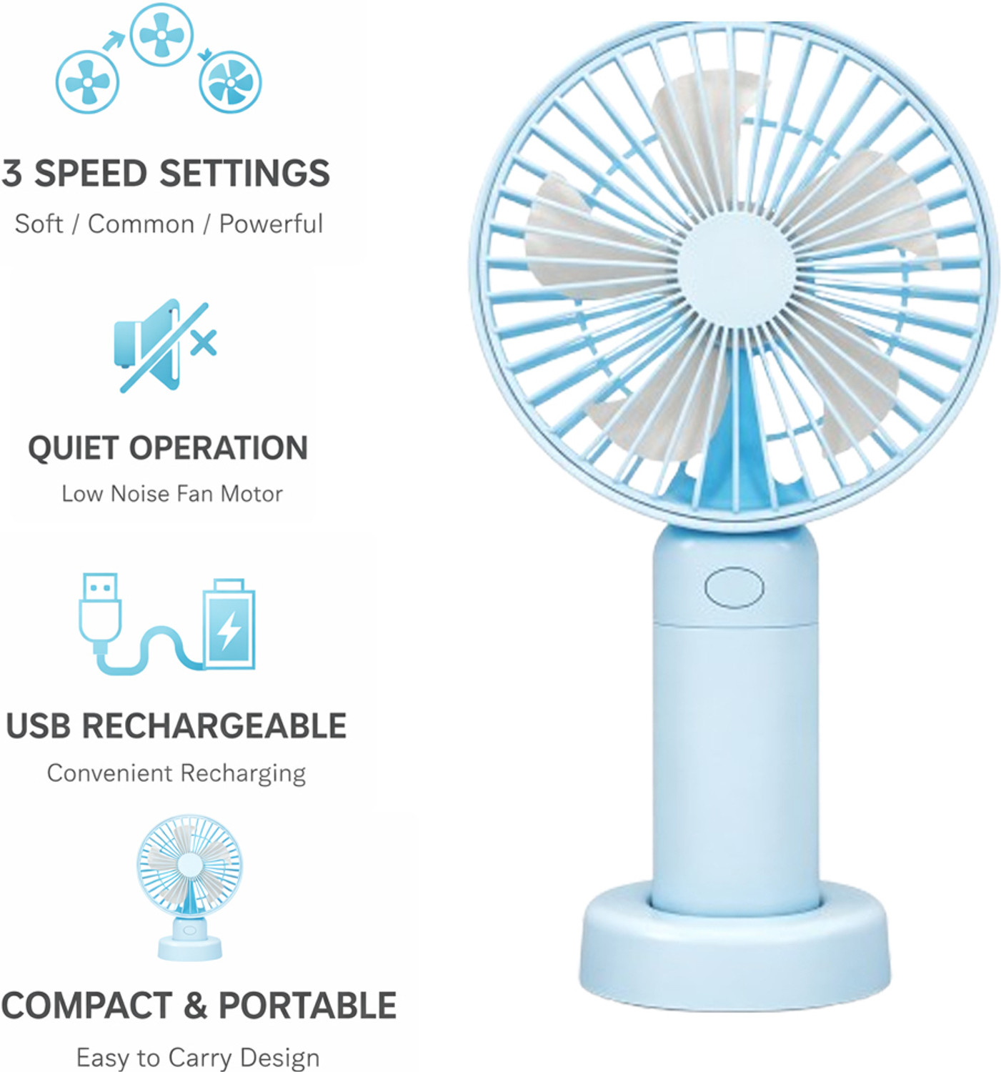 Image of DAKSHWAY High Speed Rechargeable Table Fan with LED Light For Office Desk, Home F3609 Ultra High Speed 1400 mm Table Fan (5 Star | Multicolor | Pack of 1)