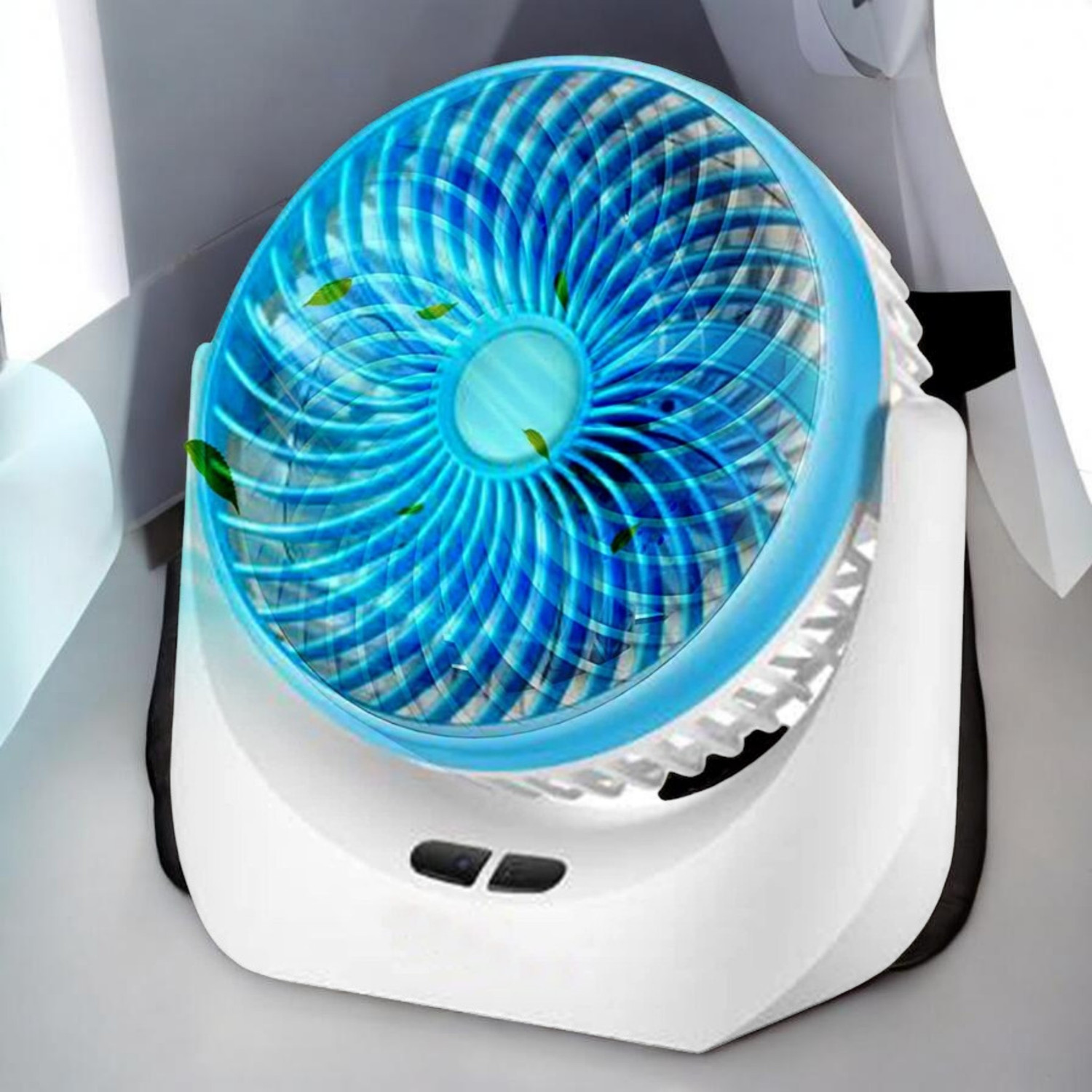 Image of Radhe High Speed Rechargeable Table Fan with LED Light For Office Desk, Home 344 Ultra High Speed 1400 mm Table Fan (5 Star | Multicolor | Pack of 1)