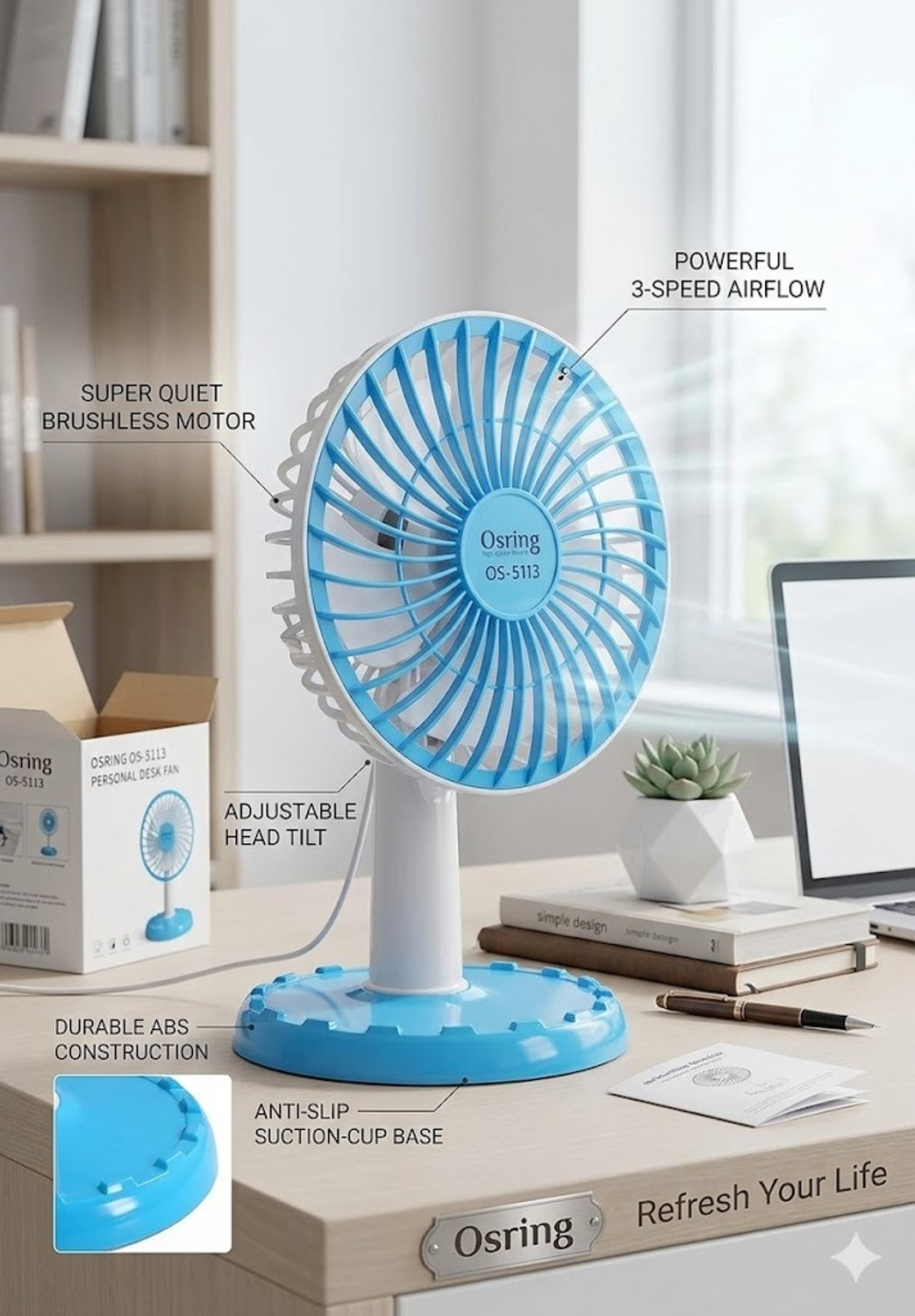 Image of HEMAAKSHI TB Fan 12 Inch-30 with 1 Year Warranty 300 mm Table Fan (Blue | Pack of 1)