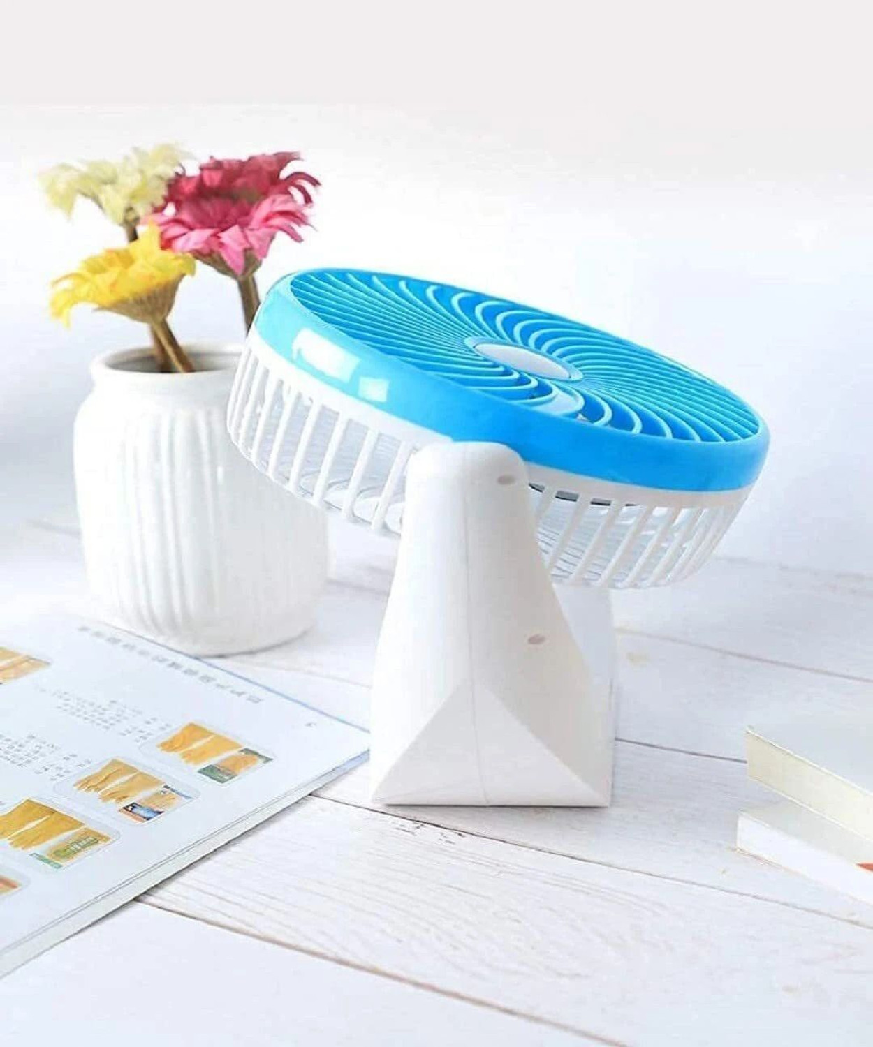 Image of LE'SIJA DECORATIONS Rechargeable Table fan 360with Adjustable USB Charging Battery Operated Ultra High Speed Table Fan (5 Star | multi | Pack of 1)