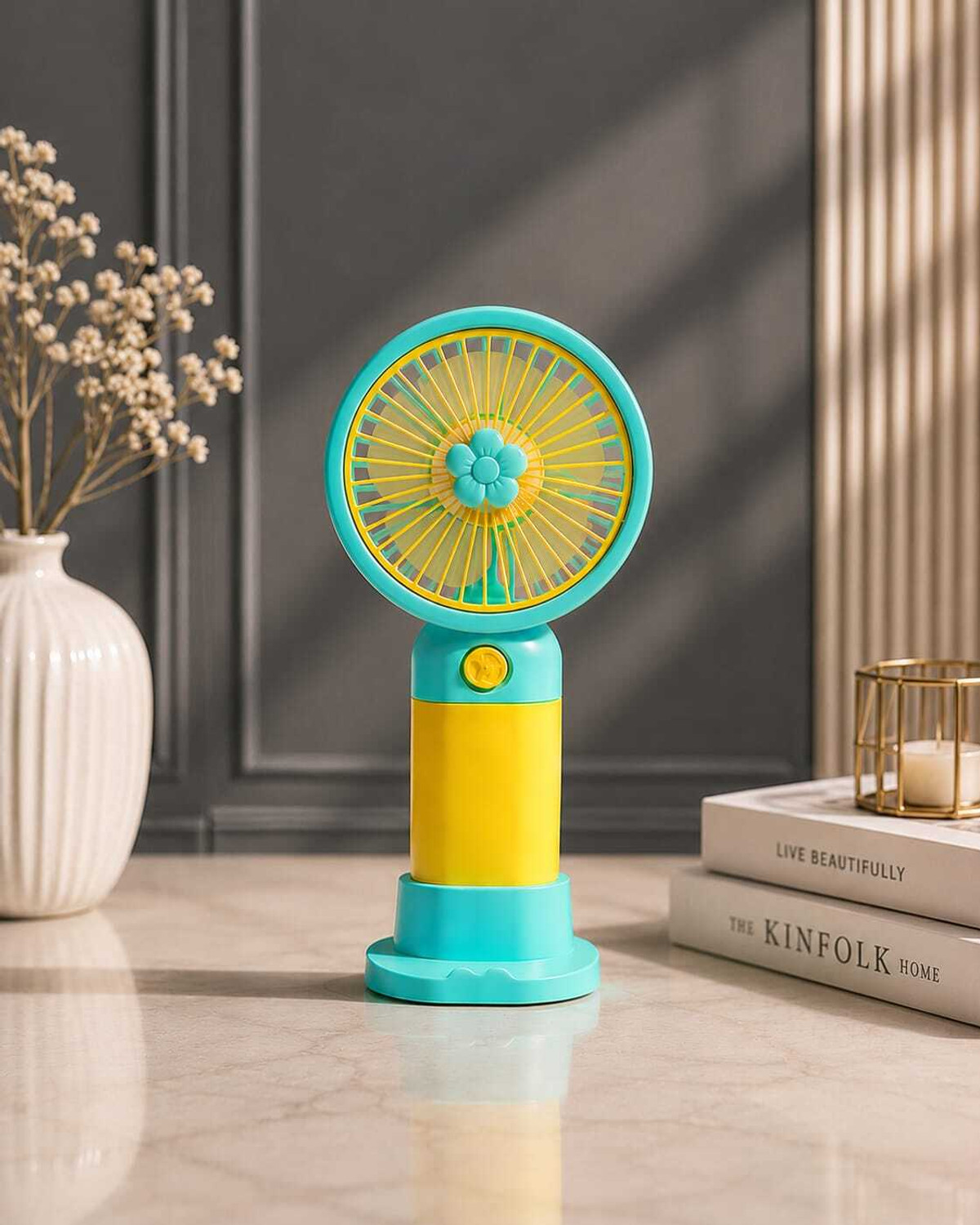 Image of YAKUNOX Small Mini Fan USB Rechargeable Portable Cooling Fan Random Colour Anti Dust 90 mm Table Fan (Multicolor | Pack of 1)