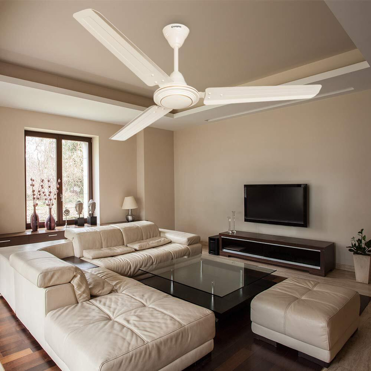 Image of Crompton Surebreeze HIGH SPEED PLUS 400 rpm Energy Efficient 43 watts 100% Copper46 with 24 Months Warranty Energy Saving 1200 mm Ceiling Fan (1 Star | Pearl White ULTRA HIGH SPEED 400 RPM 100% Copper ENERGY SAVER 46 | Pack of 1)
