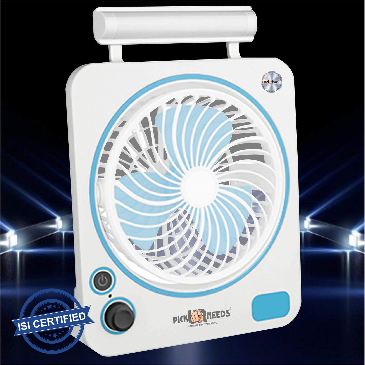 Image of Gatushop High Speed Rechargeable Table Fan with LED Light For Office Desk, Home F3577 Ultra High Speed 1400 mm Table Fan (5 Star | Multicolor | Pack of 1)