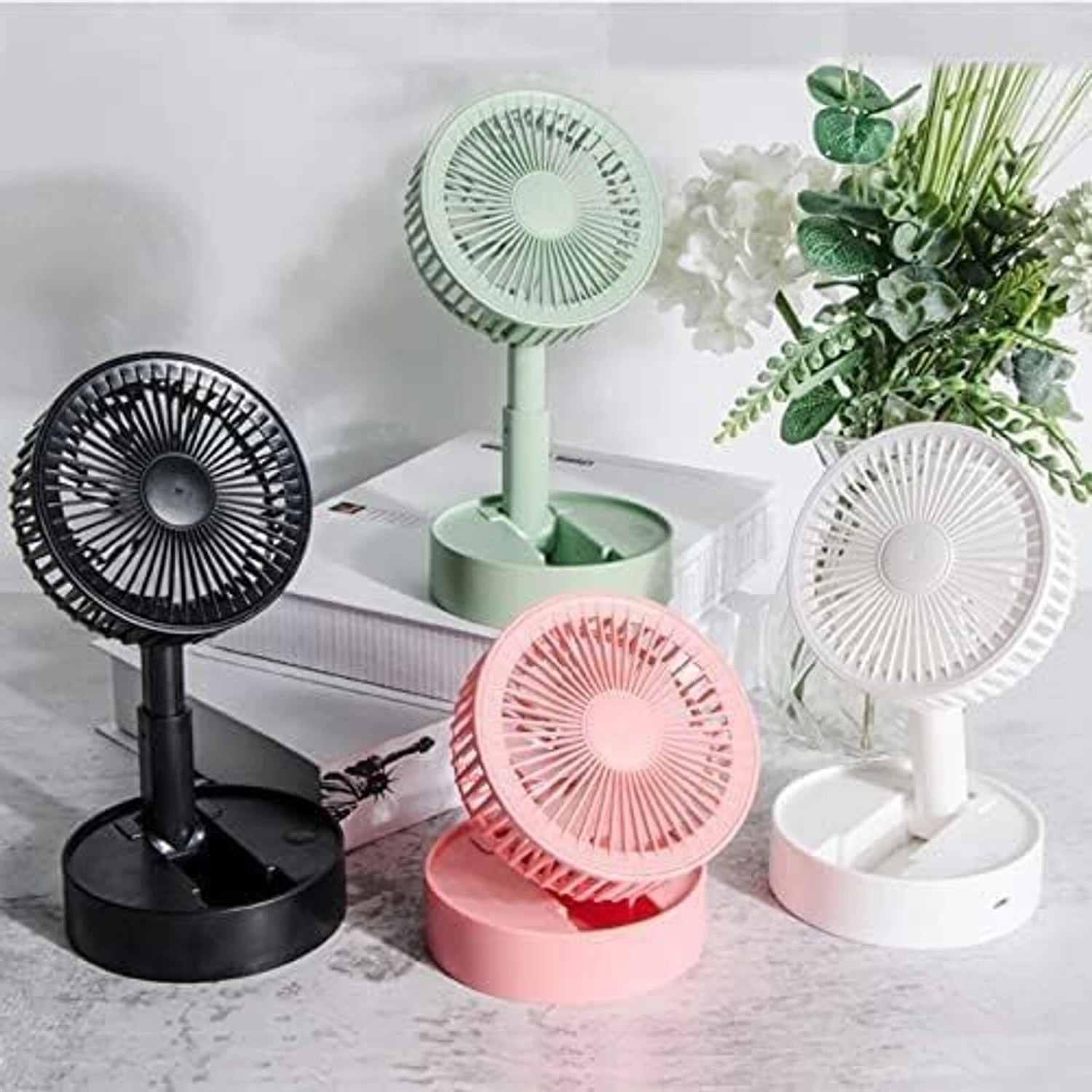 Image of KesariNandan Portable Mini Air Fan for Home Office Travel,Adjustable Height, USB Powered Energy Saving, Silent Operation, BLDC Motor, Anti Dust, Anti Rust 160 mm Table Fan (malticolor | Pack of 1)