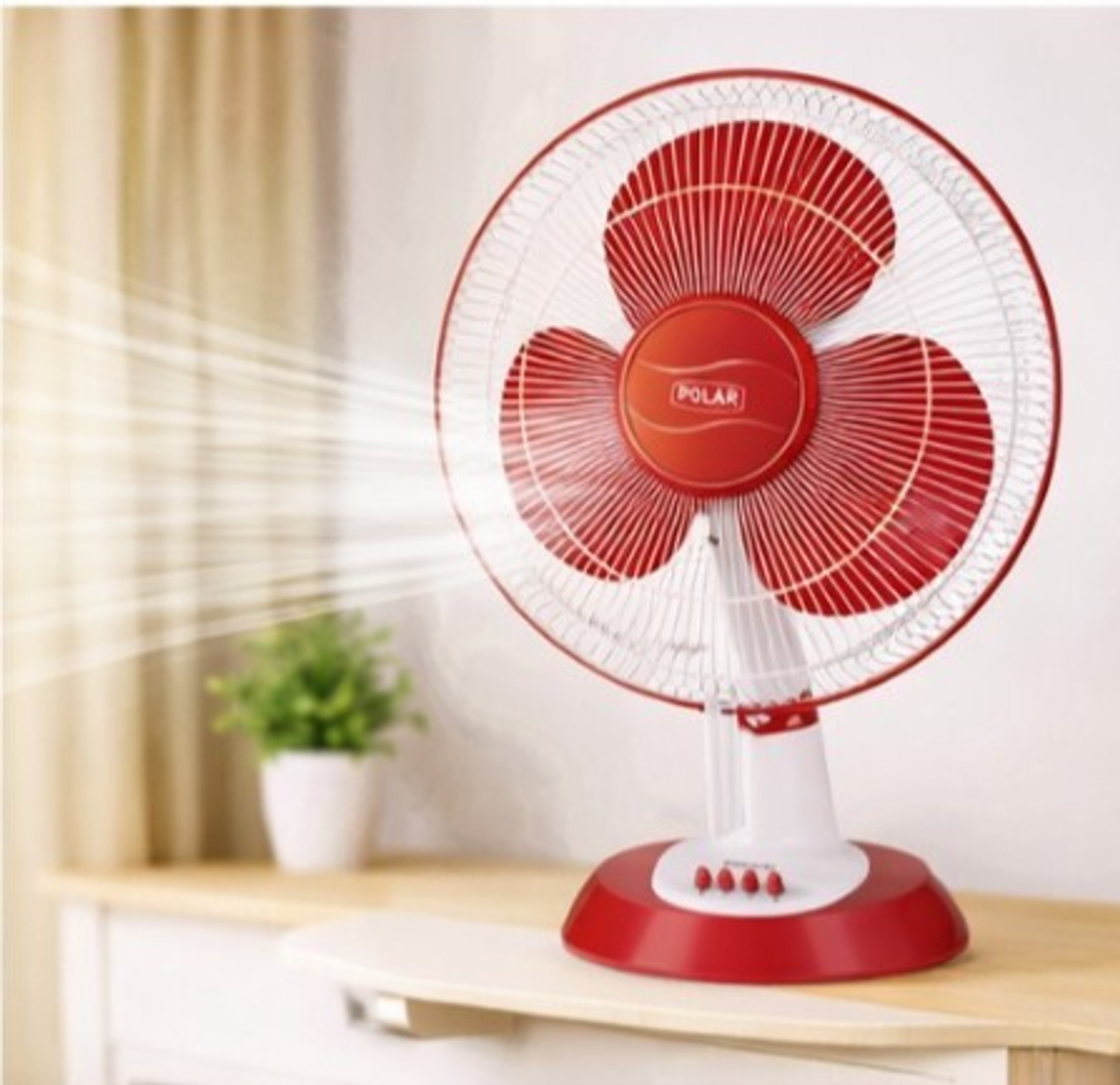 Image of Polar Eelektric Mistral 400MM with 24 Months Warranty 400 mm Table Fan (White Maroon | Pack of 1)