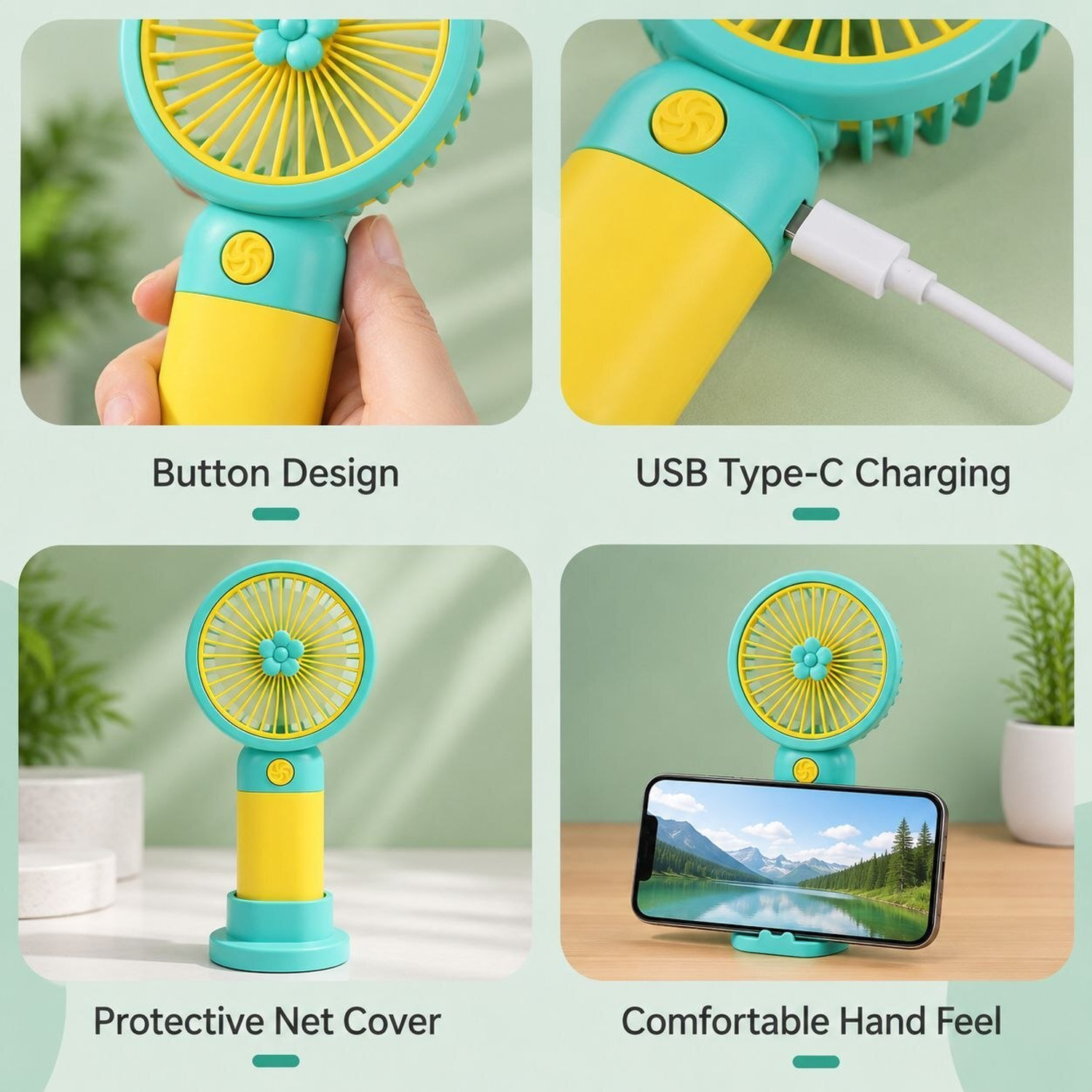 Image of YAKUNOX Portable Mini USB Fan for Indoor Outdoor Cooling Random Colour Anti Dust 90 mm Table Fan (Multicolor | Pack of 1)