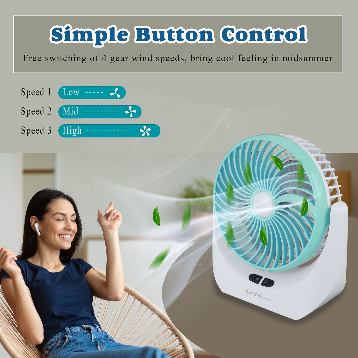 Image of Radhe High Speed Rechargeable Table Fan with LED Light For Office Desk, Home 318 Ultra High Speed 1400 mm Table Fan (5 Star | Multicolor | Pack of 1)