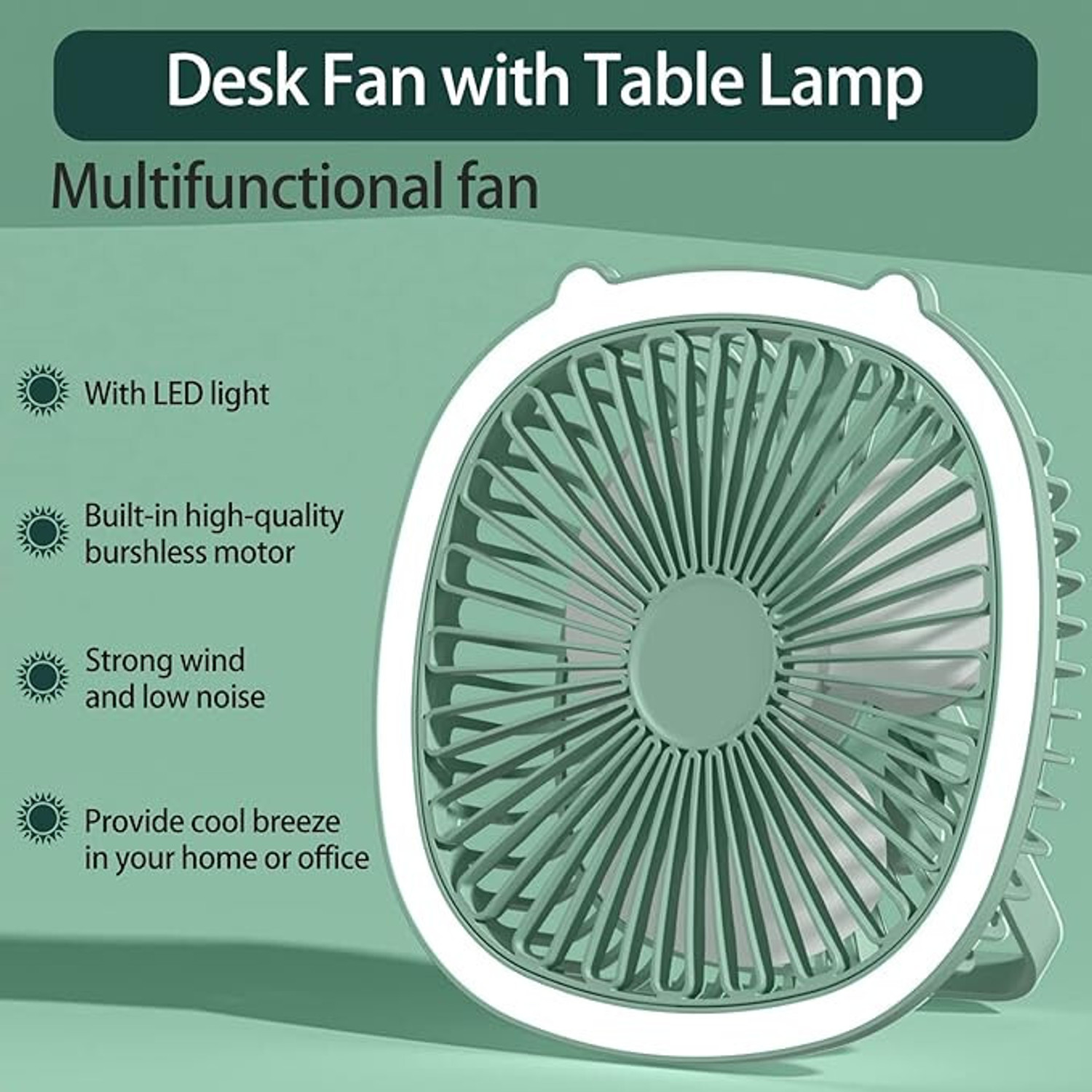 Image of Gatushop High Speed Rechargeable Table Fan with LED Light For Office Desk, Home F3558 Ultra High Speed 1400 mm Table Fan (5 Star | Multicolor | Pack of 1)