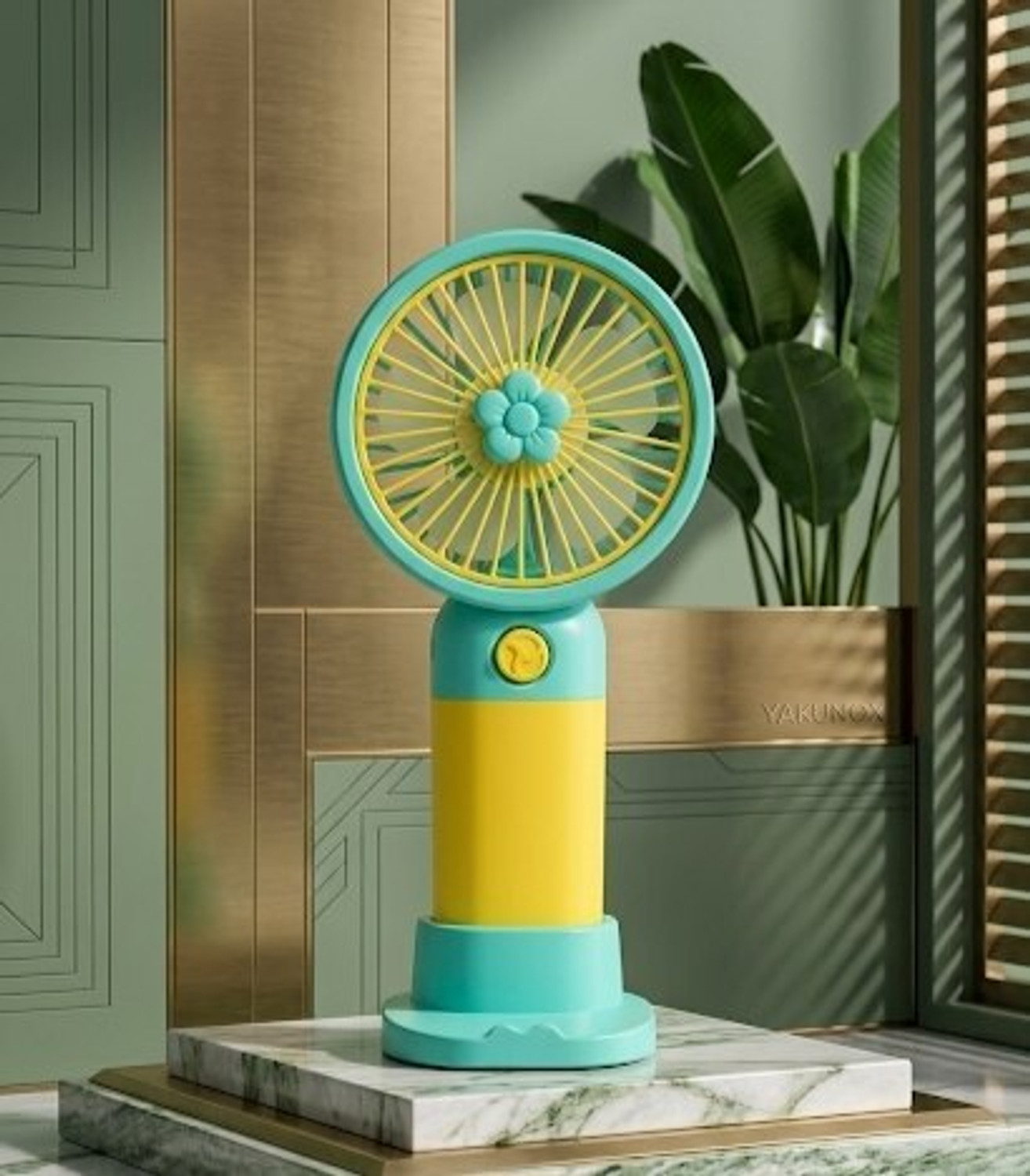 Image of YAKUNOX Small Mini Fan USB Rechargeable Portable Cooling Fan Random Colour Anti Dust 90 mm Table Fan (Multicolor | Pack of 1)