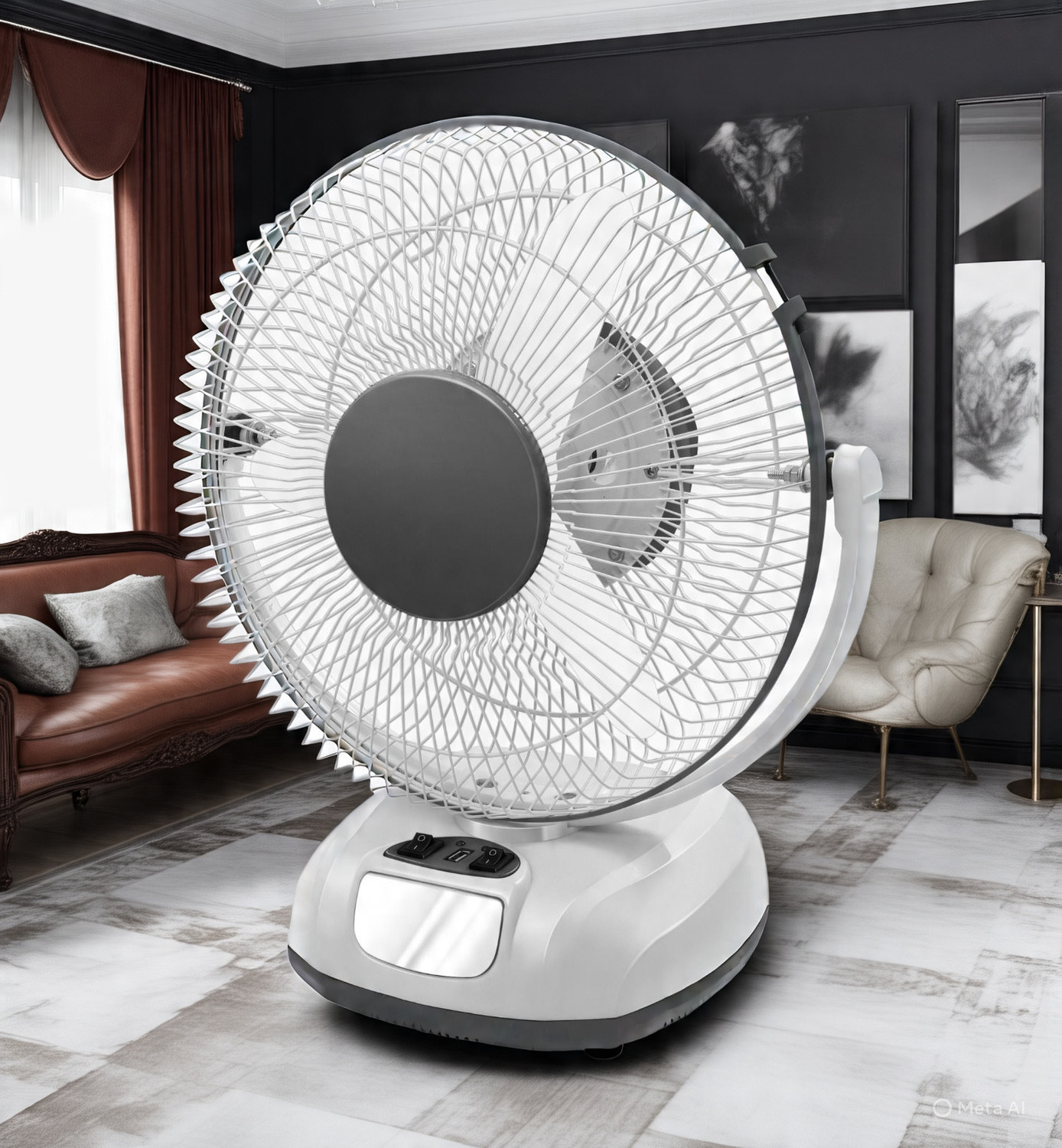 Image of SUPERLITE FAN 12 inch Rechargeable with 1 Year Warranty Ultra High Speed 300 mm Table Fan (4 Star | Grey | Pack of 1)