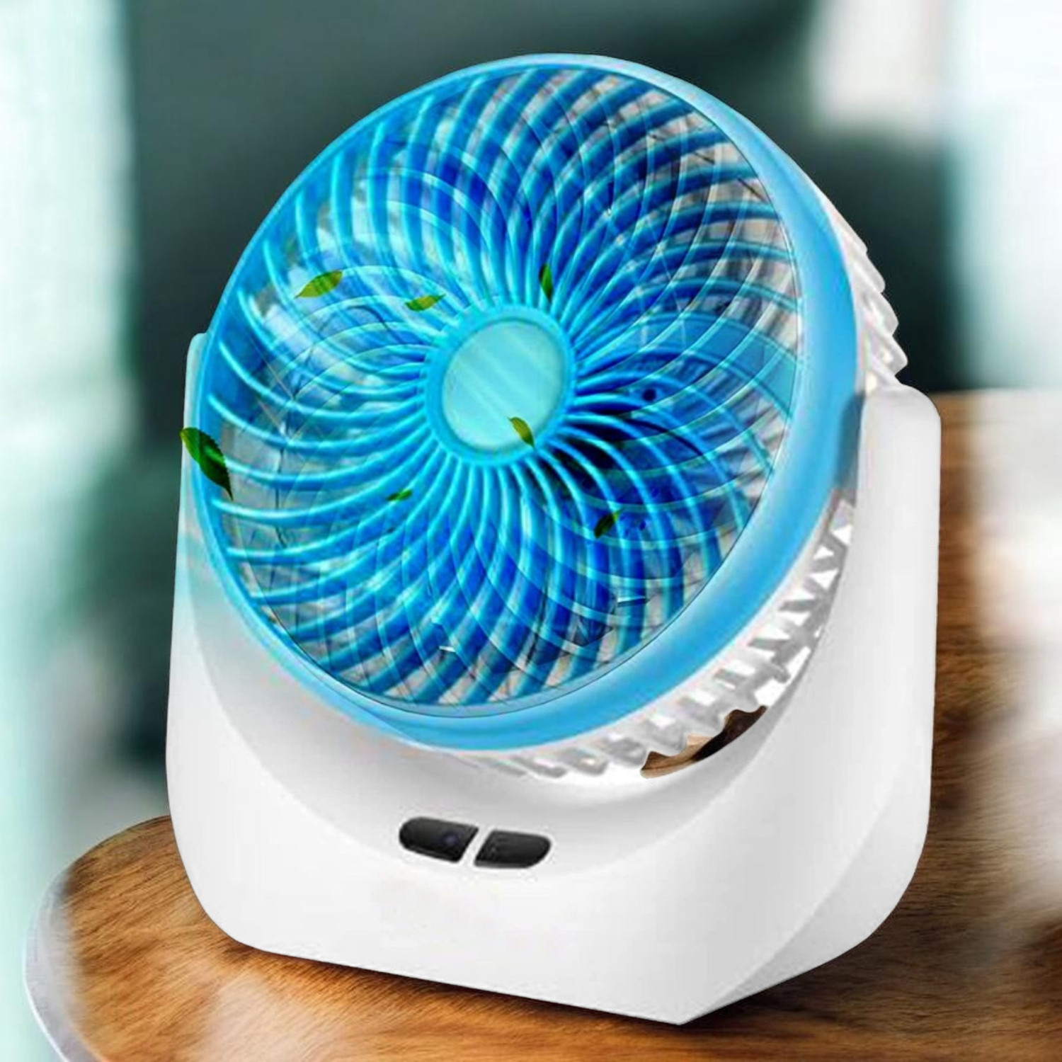 Image of Gatushop High Speed Rechargeable Table Fan with LED Light For Office Desk, Home 321 Ultra High Speed 1400 mm Table Fan (5 Star | Multicolor | Pack of 1)