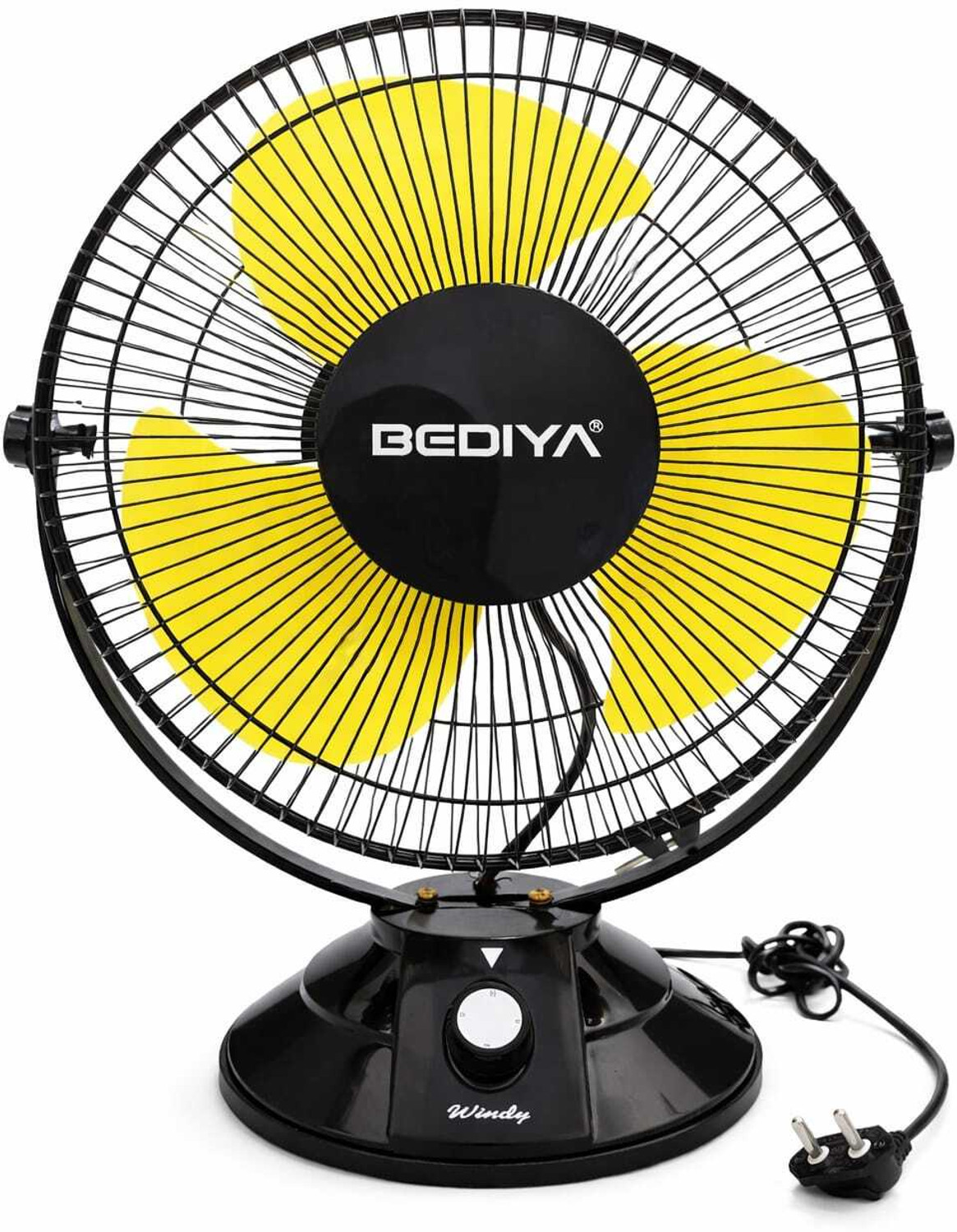 Image of Bediya Windy-12 with 2 Year Warranty 300 mm Table Fan (Yellow, Black | Pack of 1)
