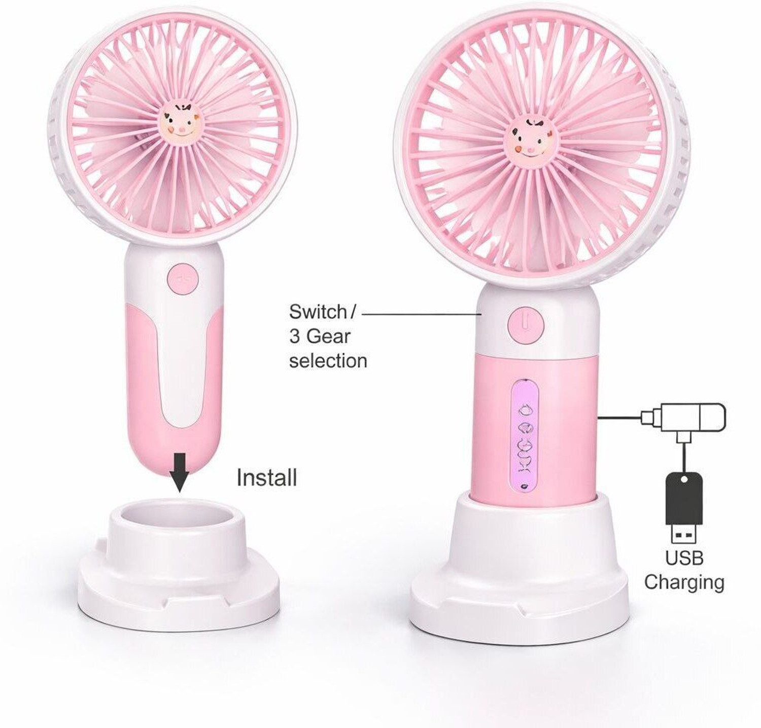 Image of YAKUNOX Small Mini Fan USB Rechargeable Portable Cooling Fan Random Colour Anti Dust 90 mm Table Fan (Multicolor | Pack of 1)