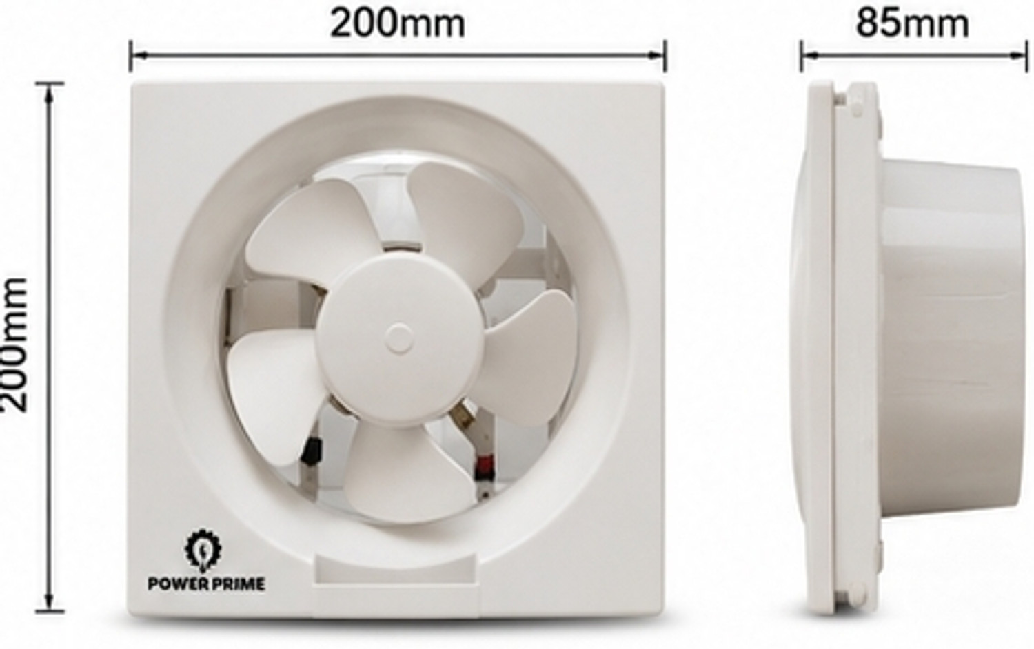 Image of powerprime VENTI 200MM WHITE BODY with 12 Months Warranty Anti Rust 200 mm Exhaust Fan (White | Pack of 1)
