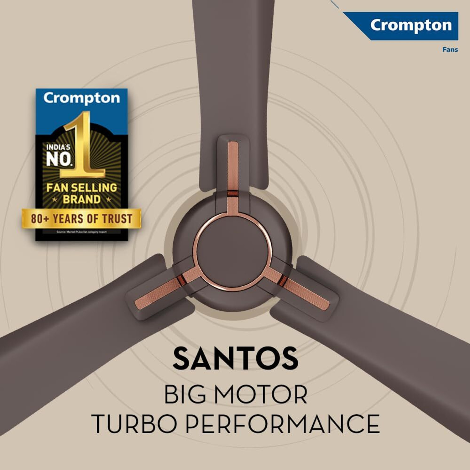 Image of Crompton HIGHSPEED SANTOS ANTIDUST with 2 Year Warranty Anti Dust 1200 mm Ceiling Fan (Americano Brown | Pack of 2)