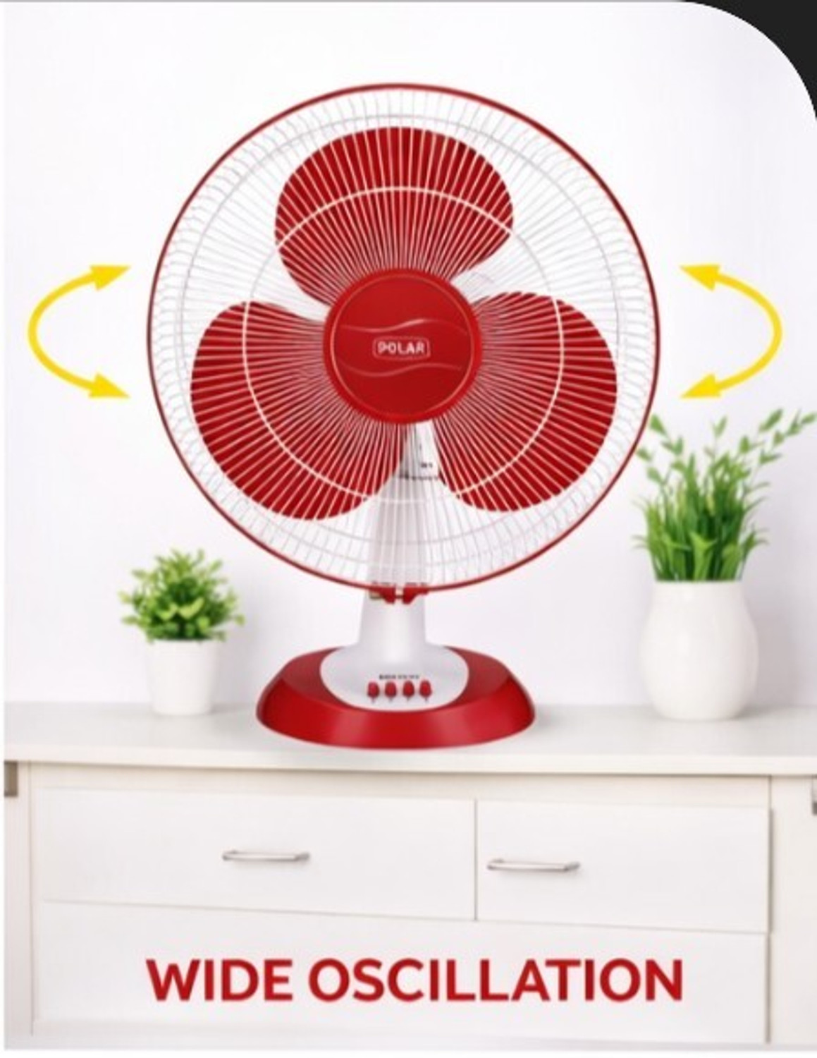 Image of Polar Eelektric Mistral 400MM with 24 Months Warranty 400 mm Table Fan (White Maroon | Pack of 1)