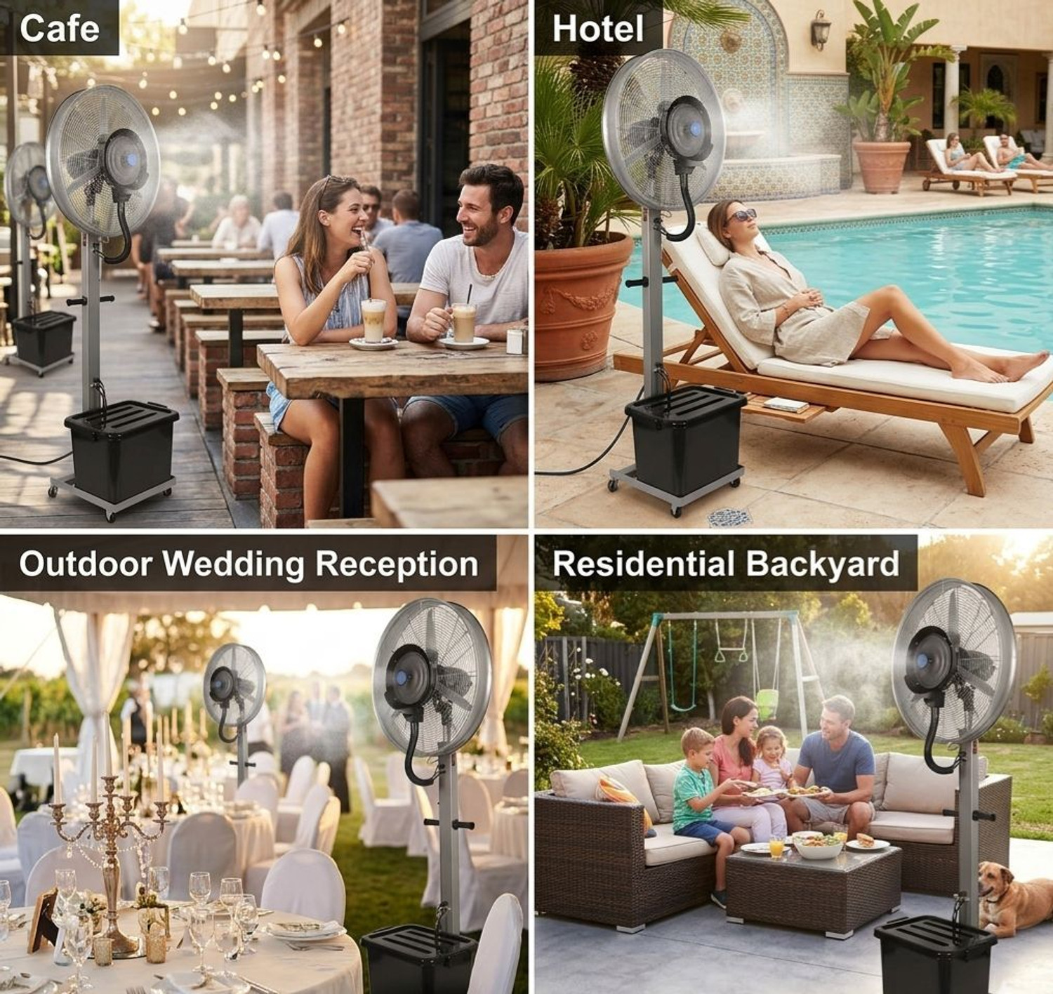 Image of yogi Mist Fan with Water Tank High Speed Cooling Fan Outdoor Air Cooler Anti Dust, High Air Delivery, Silent Operation, Ultra High Speed 0.3 mm Tower Fan (4 Star | Multicolor | Pack of 1)