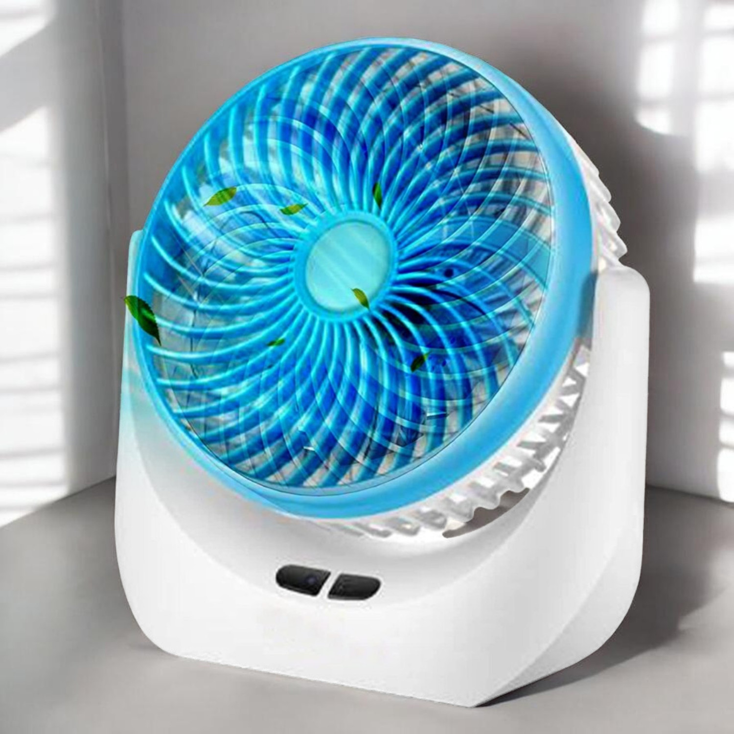 Image of DAKSHWAY High Speed Rechargeable Table Fan with LED Light For Office Desk, Home F3575 Ultra High Speed 1400 mm Table Fan (5 Star | Multicolor | Pack of 1)
