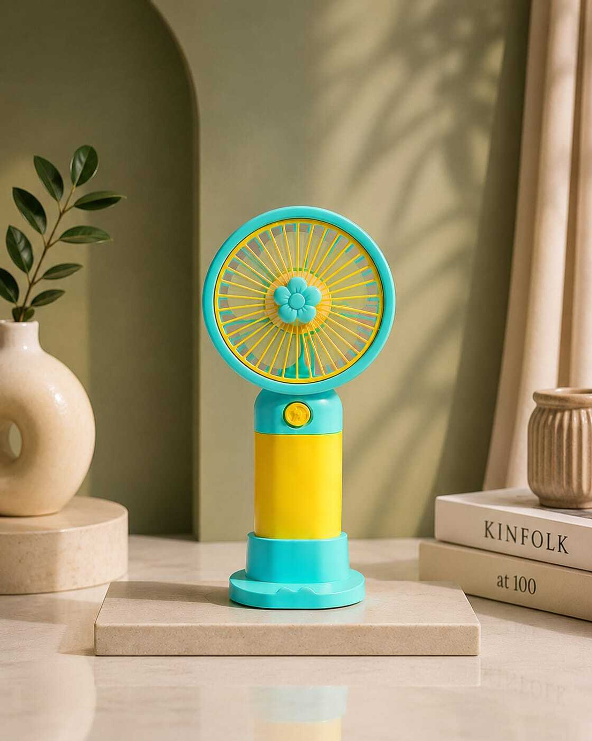 Image of YAKUNOX Small Mini Fan USB Rechargeable Portable Cooling Fan Random Colour Anti Dust 90 mm Table Fan (Multicolor | Pack of 1)