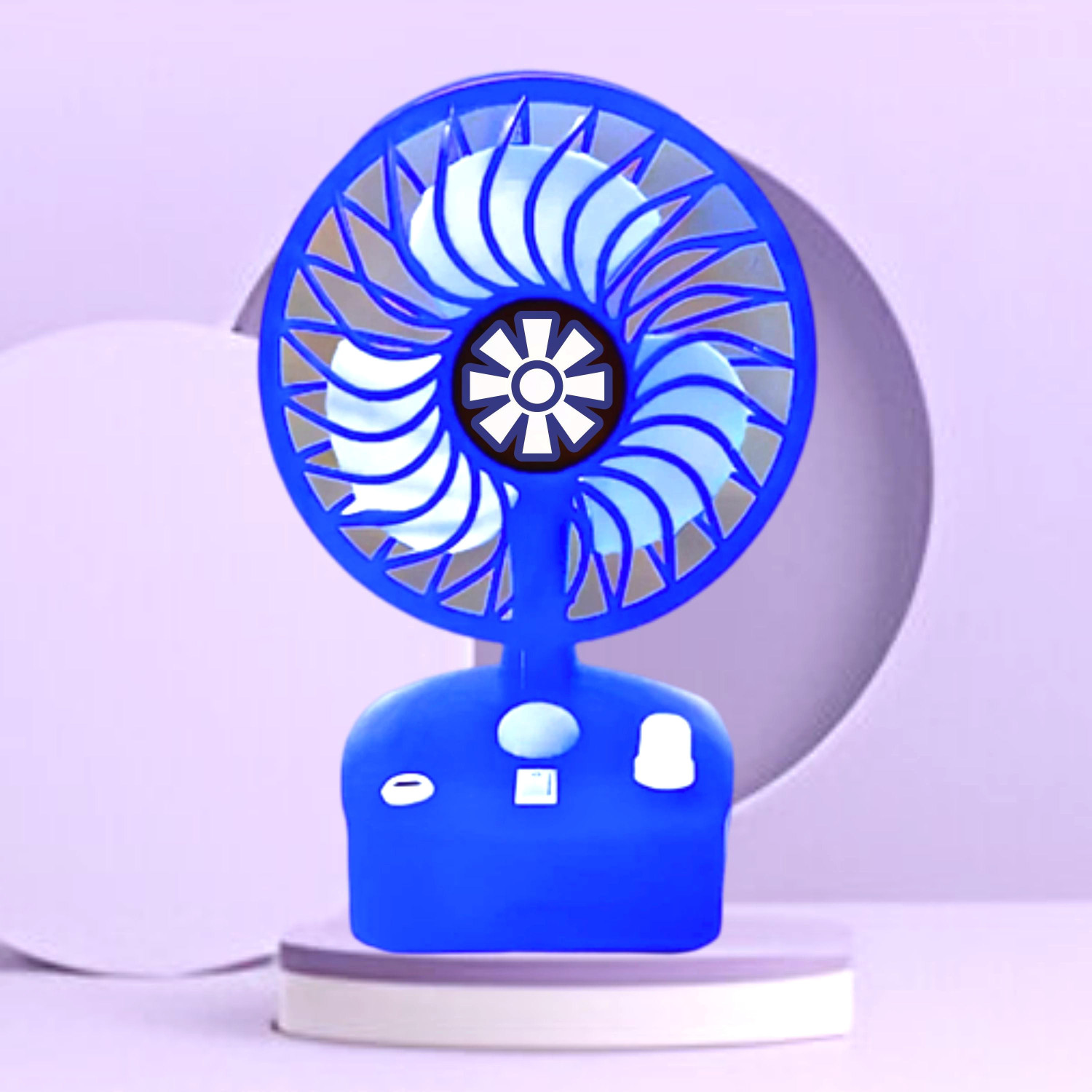 Image of DAKSHWAY High Speed Rechargeable Table Fan with LED Light For Office Desk, Home F3578 Ultra High Speed 1400 mm Table Fan (5 Star | Multicolor | Pack of 1)