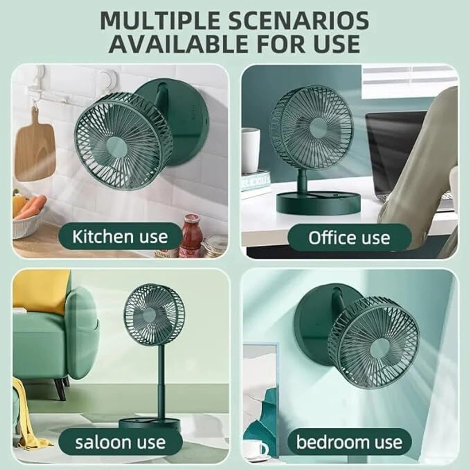Image of KesariNandan Portable Mini Air Fan for Home Office Travel,Adjustable Height, USB Powered Energy Saving, Silent Operation, BLDC Motor, Anti Dust, Anti Rust 160 mm Table Fan (malticolor | Pack of 1)