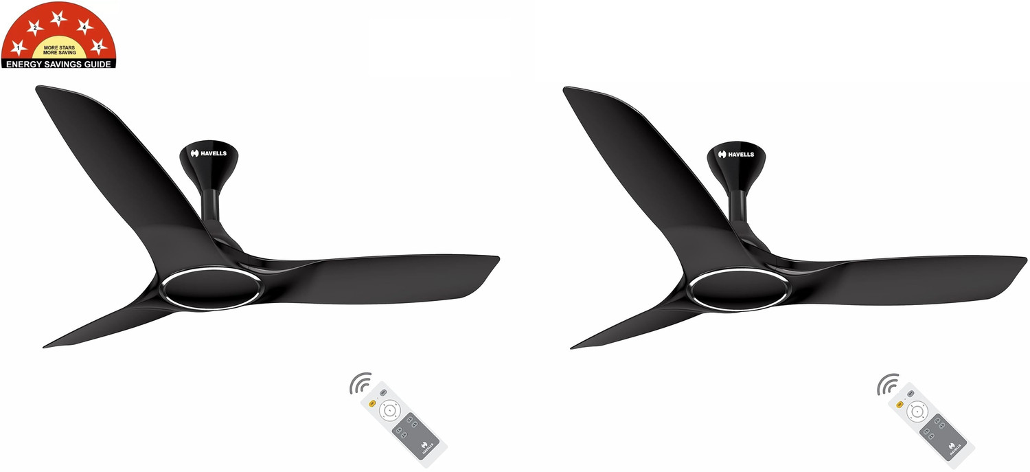 Image of Mannlite Modern Design Luxurious 52 inch Decorative Designer Fan for Home with Premium Finish with 12 Months Warranty BLDC Motor with Remote 1320 mm Ceiling Fan (Black | Pack of 1)