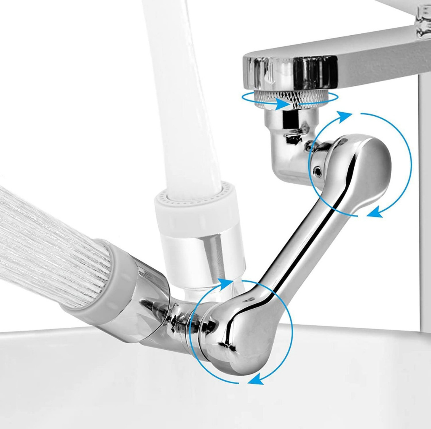 Image of KYORSI Stainless Steel 1080 Two Gear Extension Faucet Aerator Universal Rotating Faucet Function Diverter (Push On)