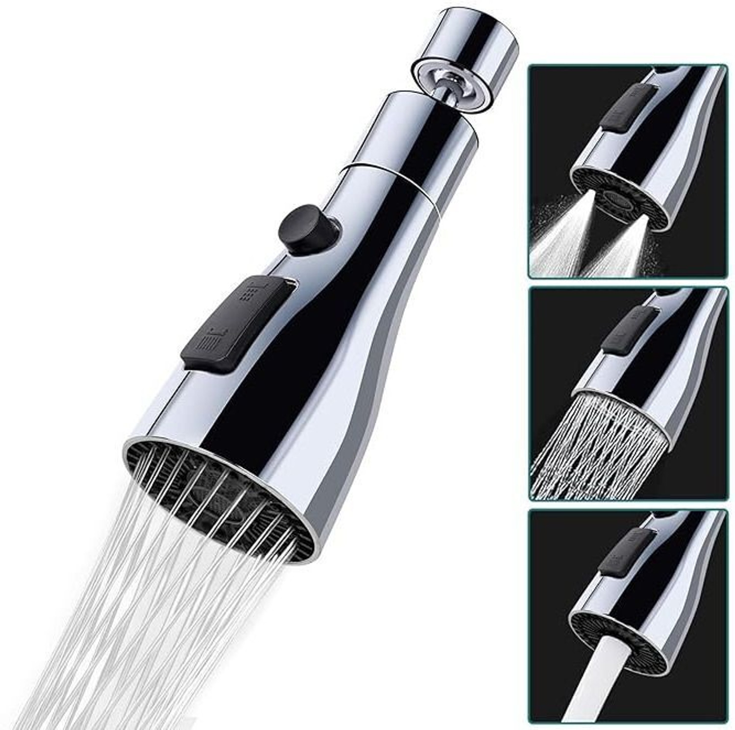 Image of KYORSI Stainless Steel 1080 Two Gear Extension Faucet Aerator Universal Rotating Faucet Function Diverter (Push On)