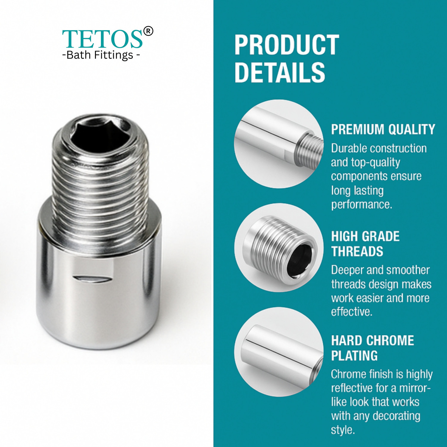 Image of Tetos Stainless Steel 1.5 Inch Extension Nipple for Pipe Fittings (Pack of 20) Faucet Nozzle (Screw On)