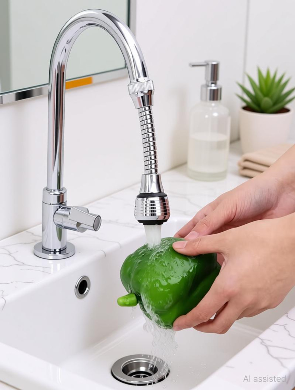 Image of KYORSI Stainless Steel 1080 Two Gear Extension Faucet Aerator Universal Rotating Faucet Function Diverter (Push On)