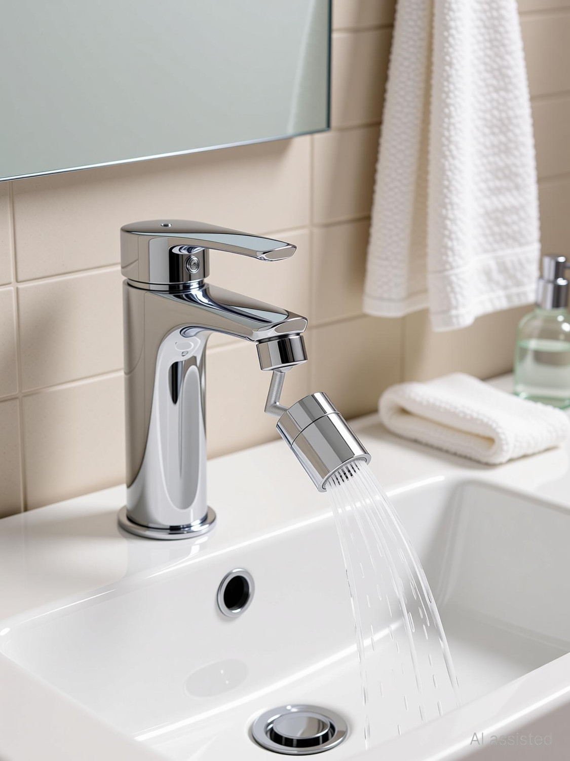 Image of KYORSI Stainless Steel 1080 Two Gear Extension Faucet Aerator Universal Rotating Faucet Function Diverter (Push On)