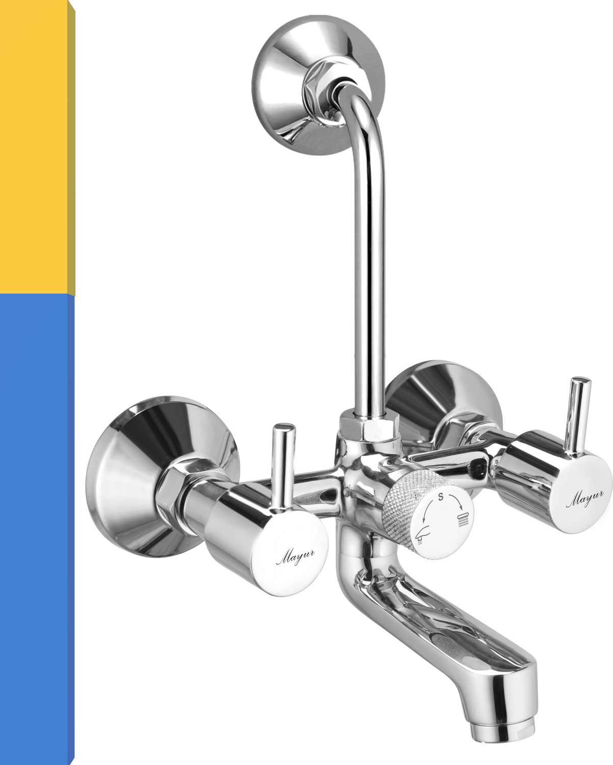 Image of Prestige Step Wall Mixer 3-in-1 | Wall Mounted Bathroom Mixer with L Band Step Wall Mixer 3-in-1 Wall Mixer Faucet (Wall Mount Installation Type)