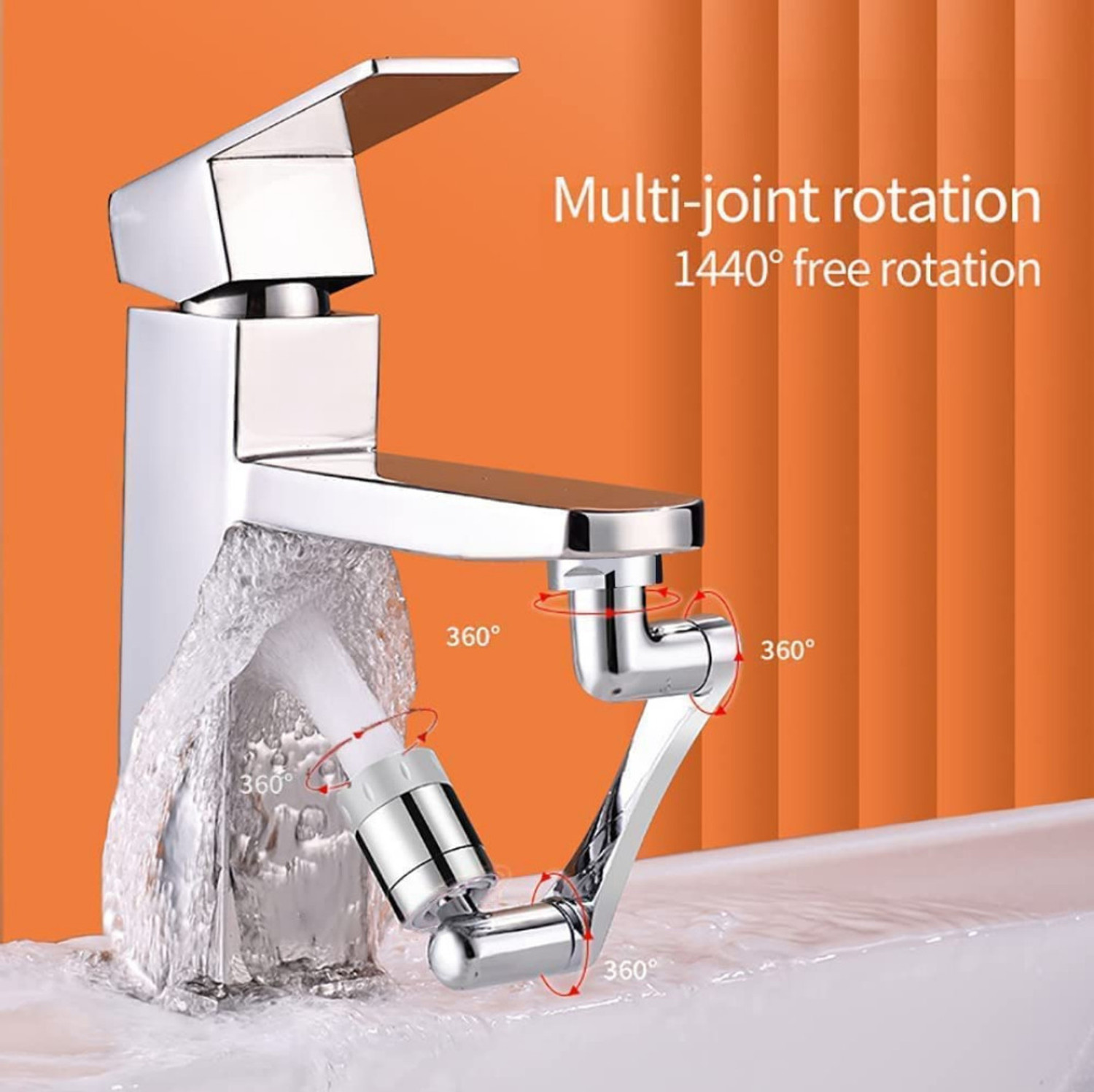 Image of KYORSI Stainless Steel 1080 Two Gear Extension Faucet Aerator Universal Rotating Faucet Function Diverter (Push On)